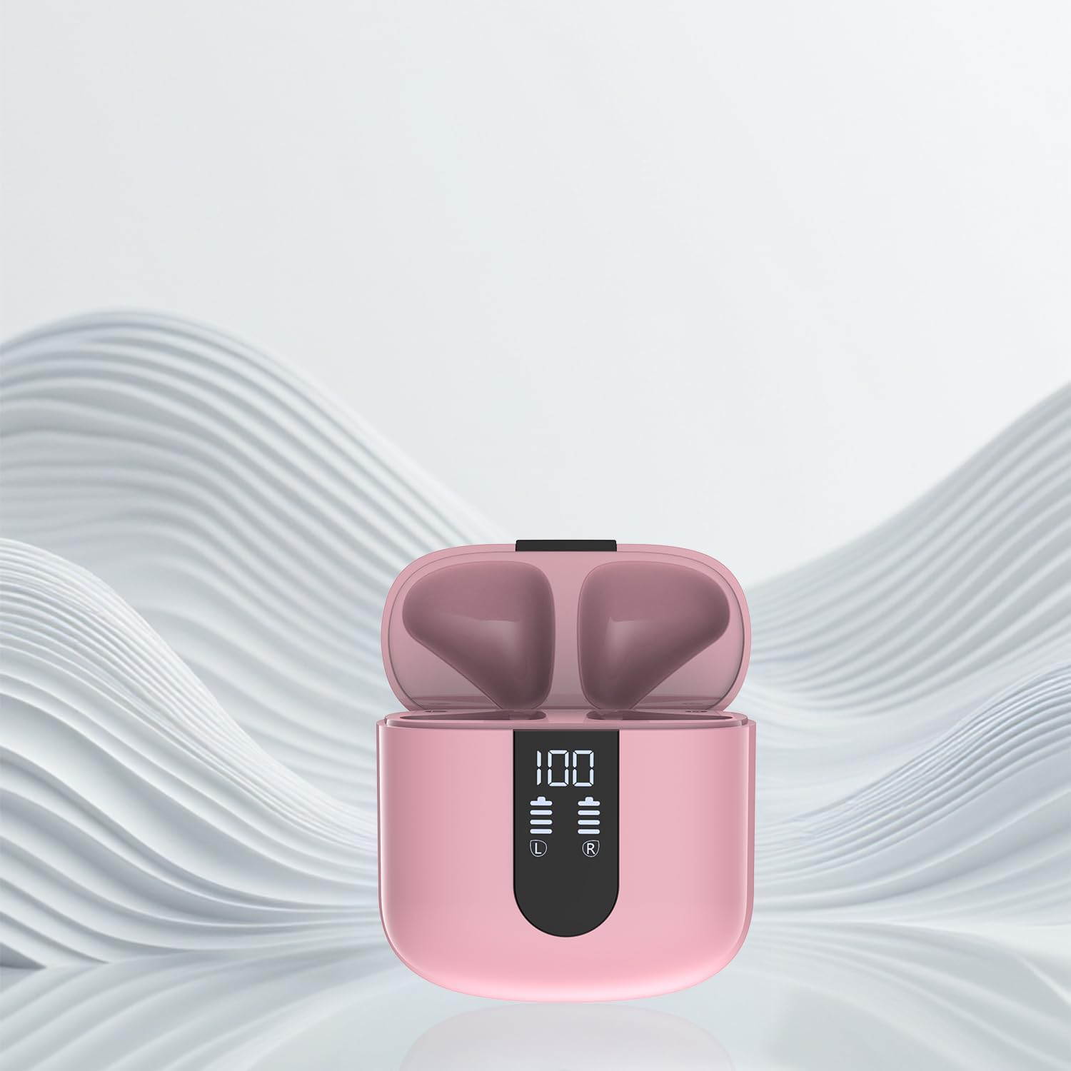 Pink Headphone Case with LED Battery Indicator & USB-C Fast Charging - Portable