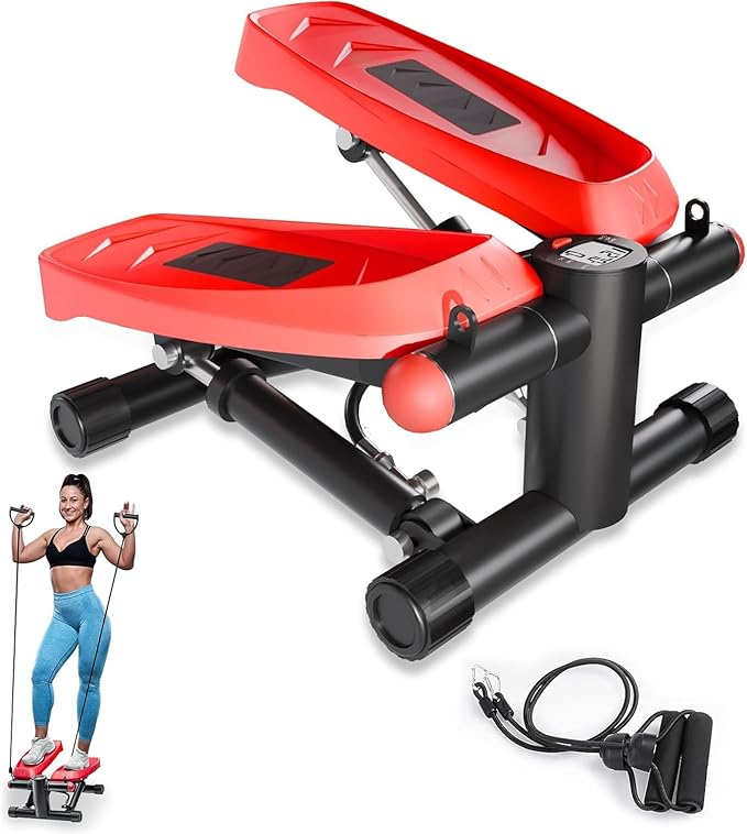 Stepper for Exercise at Home - Air-Powered Resistance with Bands & Digital Monitor