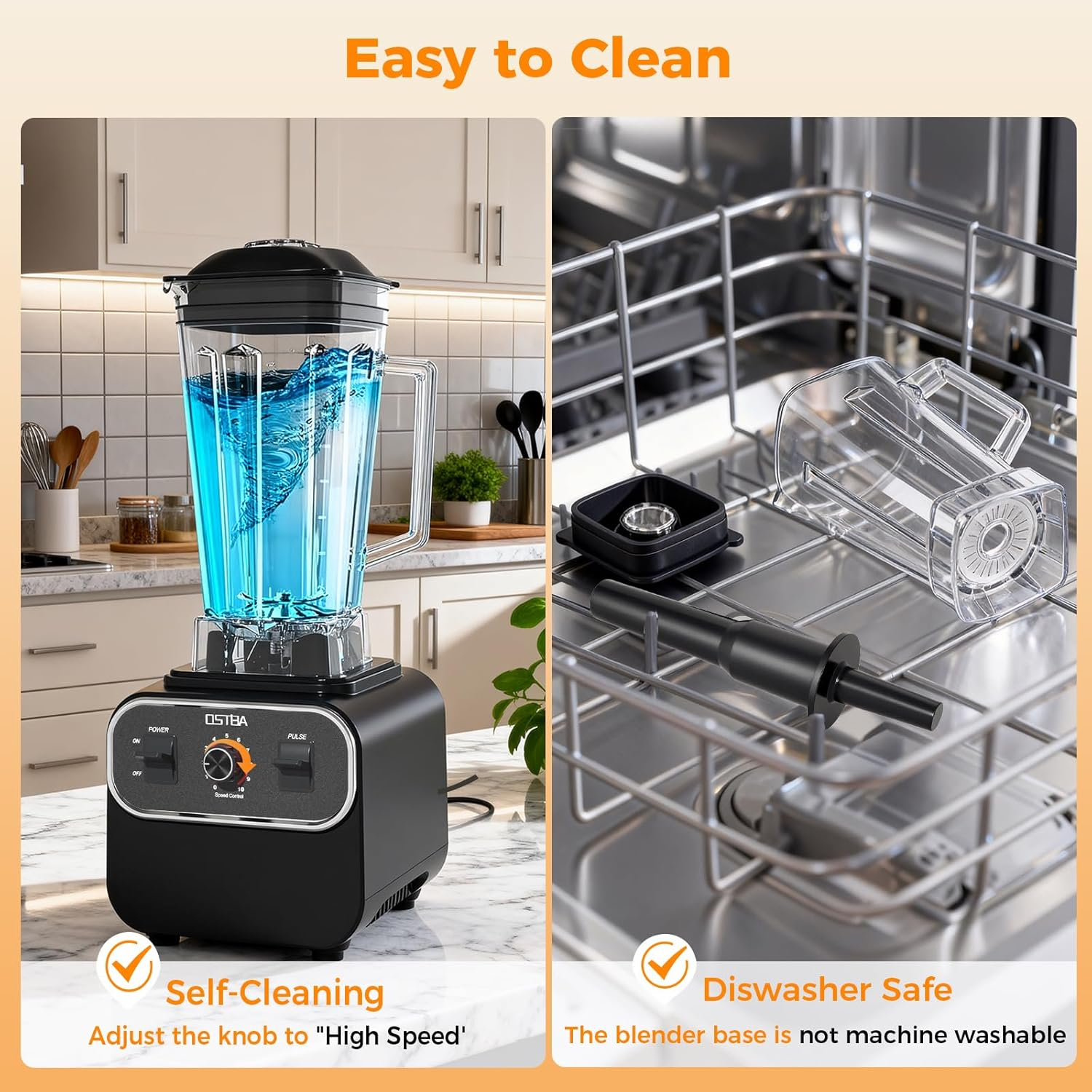 OSTBA 1600W Professional Blender - 10-Speed, 68oz BPA-Free Pitcher for Smoothies & Ice Crushing