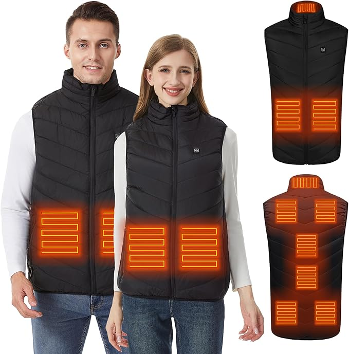Heated Vest with 9 Heating Zones - Lightweight Winter Vest for Men & Women (Battery Not Included)
