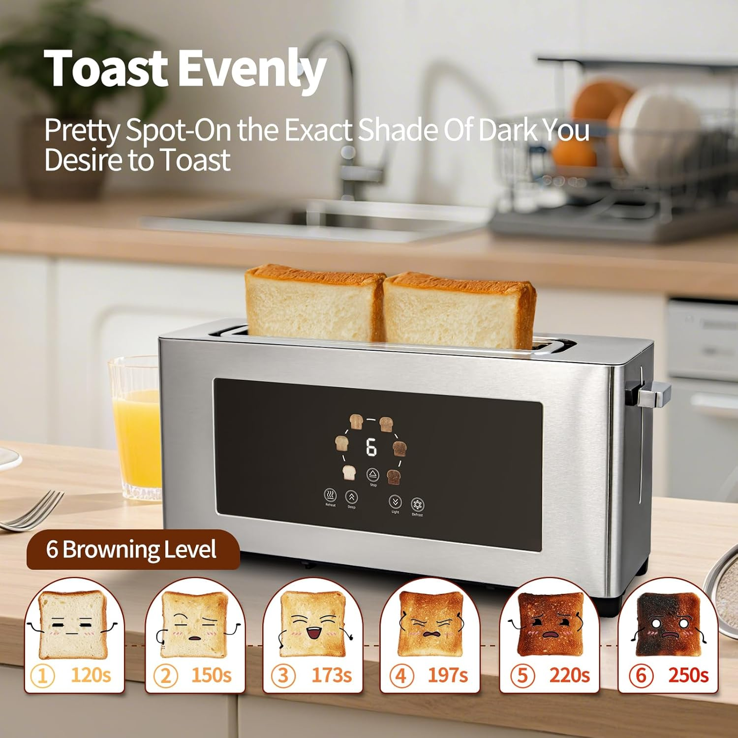 2-Slice Toaster with Touch Screen & Extra Wide Slots - 1000W