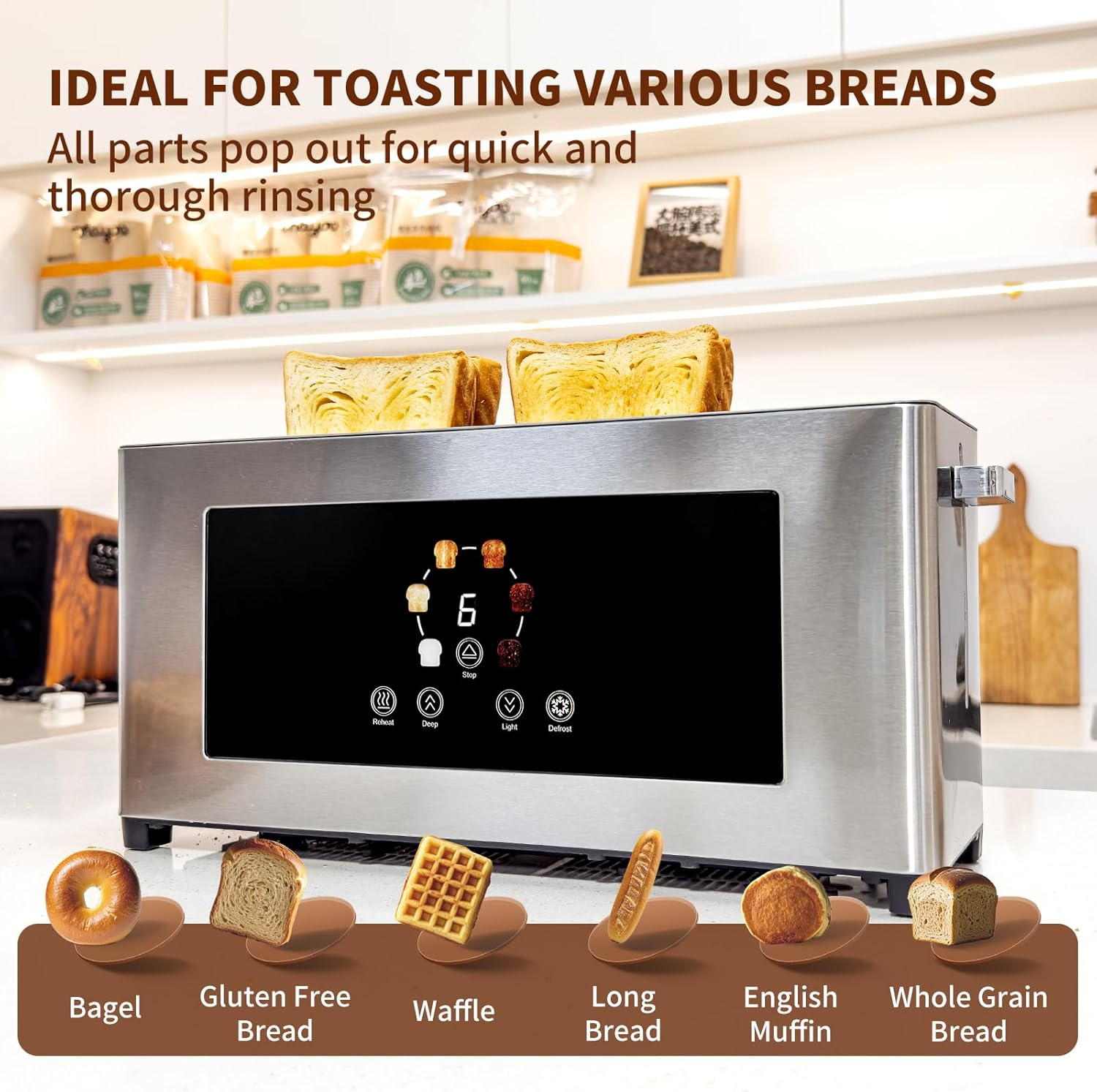 2-Slice Toaster with Touch Screen & Extra Wide Slots - 1000W