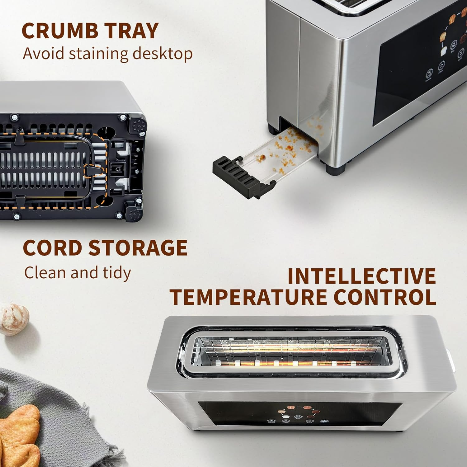 2-Slice Toaster with Touch Screen & Extra Wide Slots - 1000W