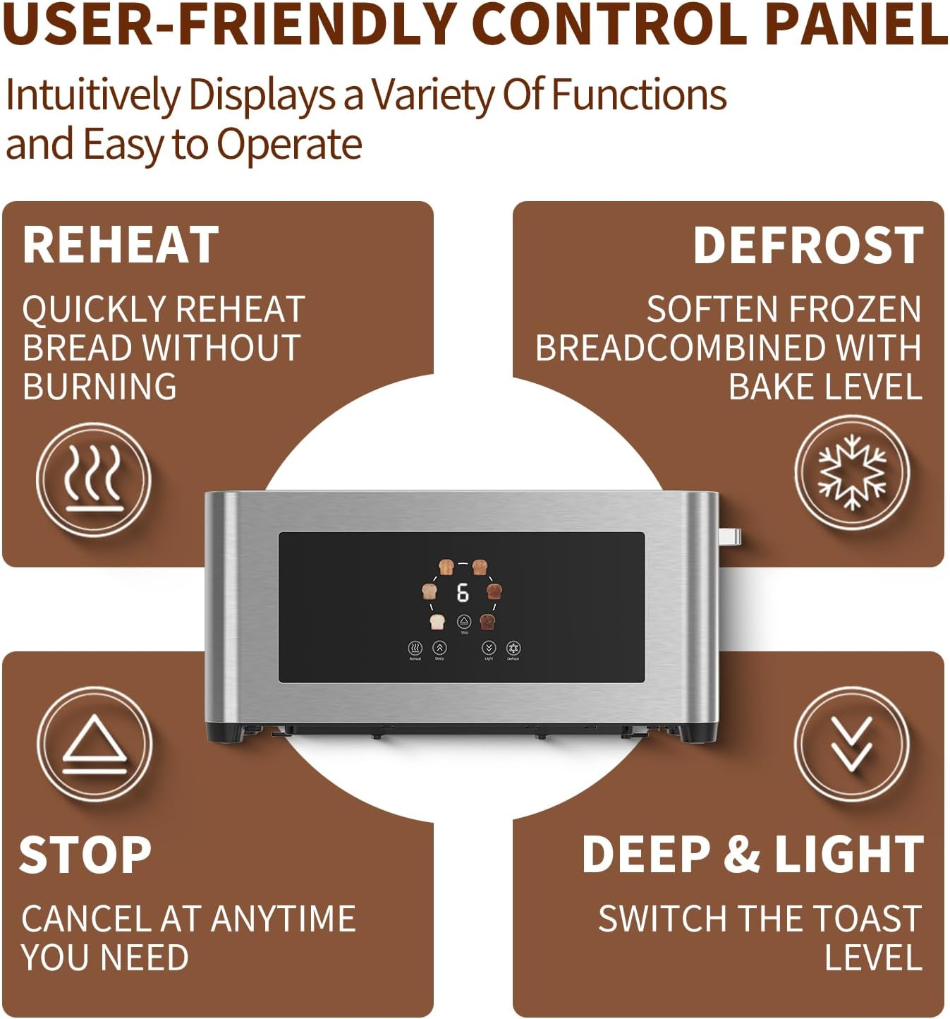 2-Slice Toaster with Touch Screen & Extra Wide Slots - 1000W