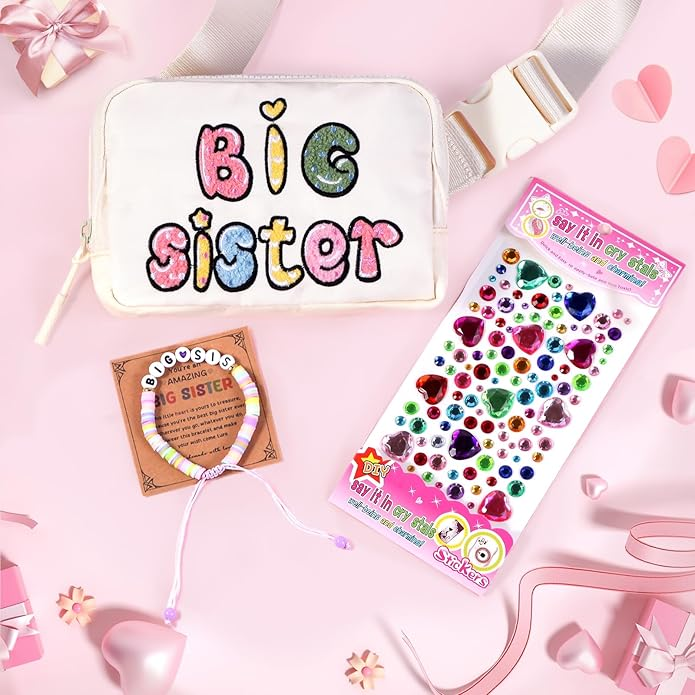 Big Sister Gift Set - 6-Piece New Sibling Gift for Girls with Plush Bear