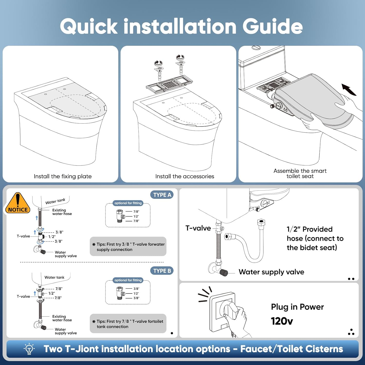 Bidet Toilet Seat Elongated Smart Heated Toilet Seat with Warm Water & Dryer, Feminine & Child Wash, Self-Clean Stainless Steel Nozzle,