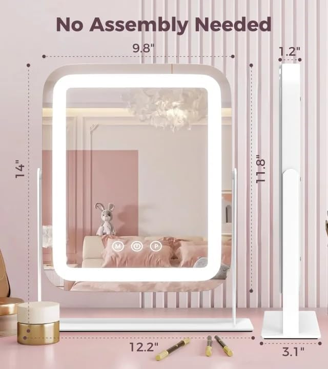 Vanity Mirror with Lights - 10X Magnification Lighted Makeup Mirror with 360° Rotation