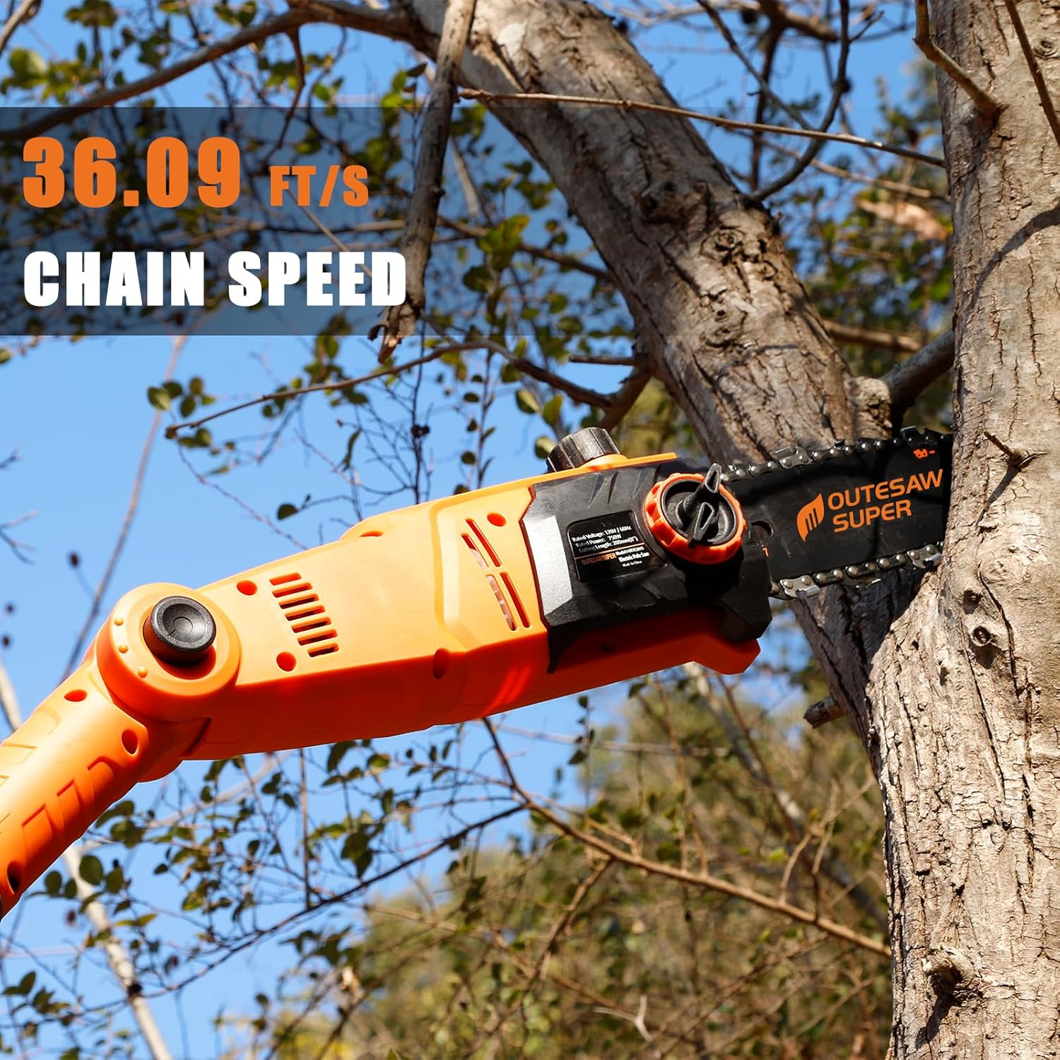 8-Inch Corded Electric Pole Saw - 8-Amp Telescoping Chainsaw with Auto-Oiling