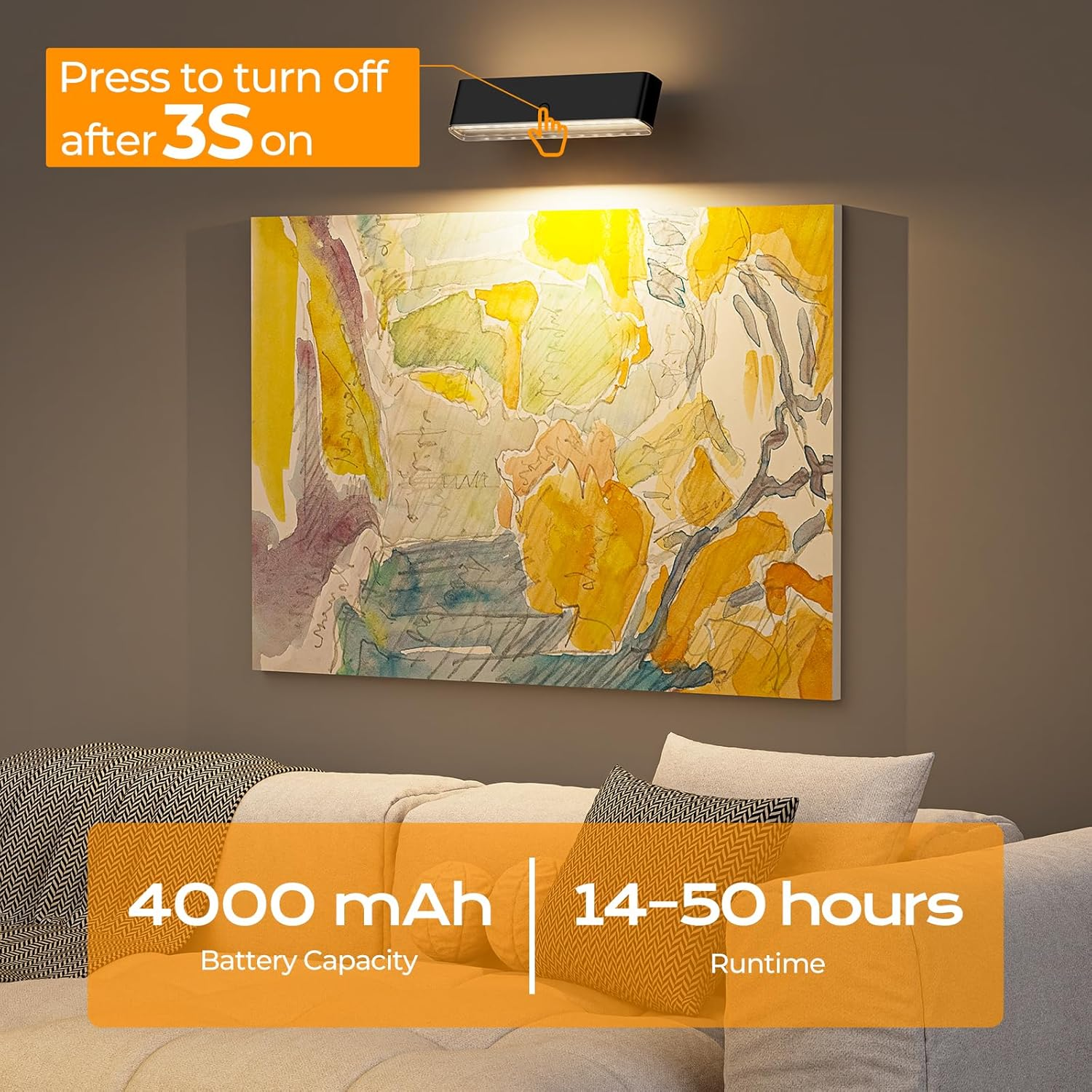 Magnetic Wireless Wall Sconce Set of 2 - Rechargeable Battery Operated LED with Remote & Touch Control