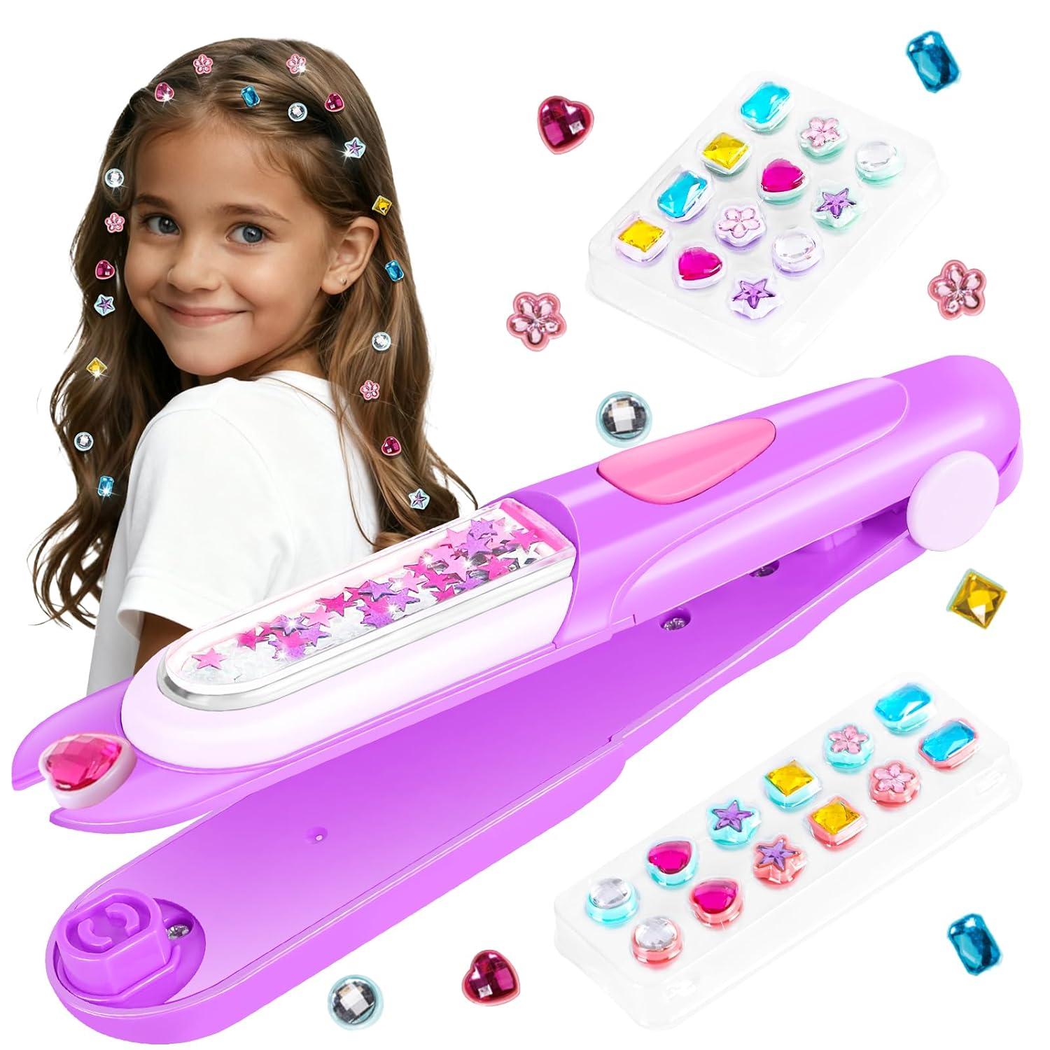 Hair Gem Stamper Kit - Reusable Diamond Hair Gems for Girls