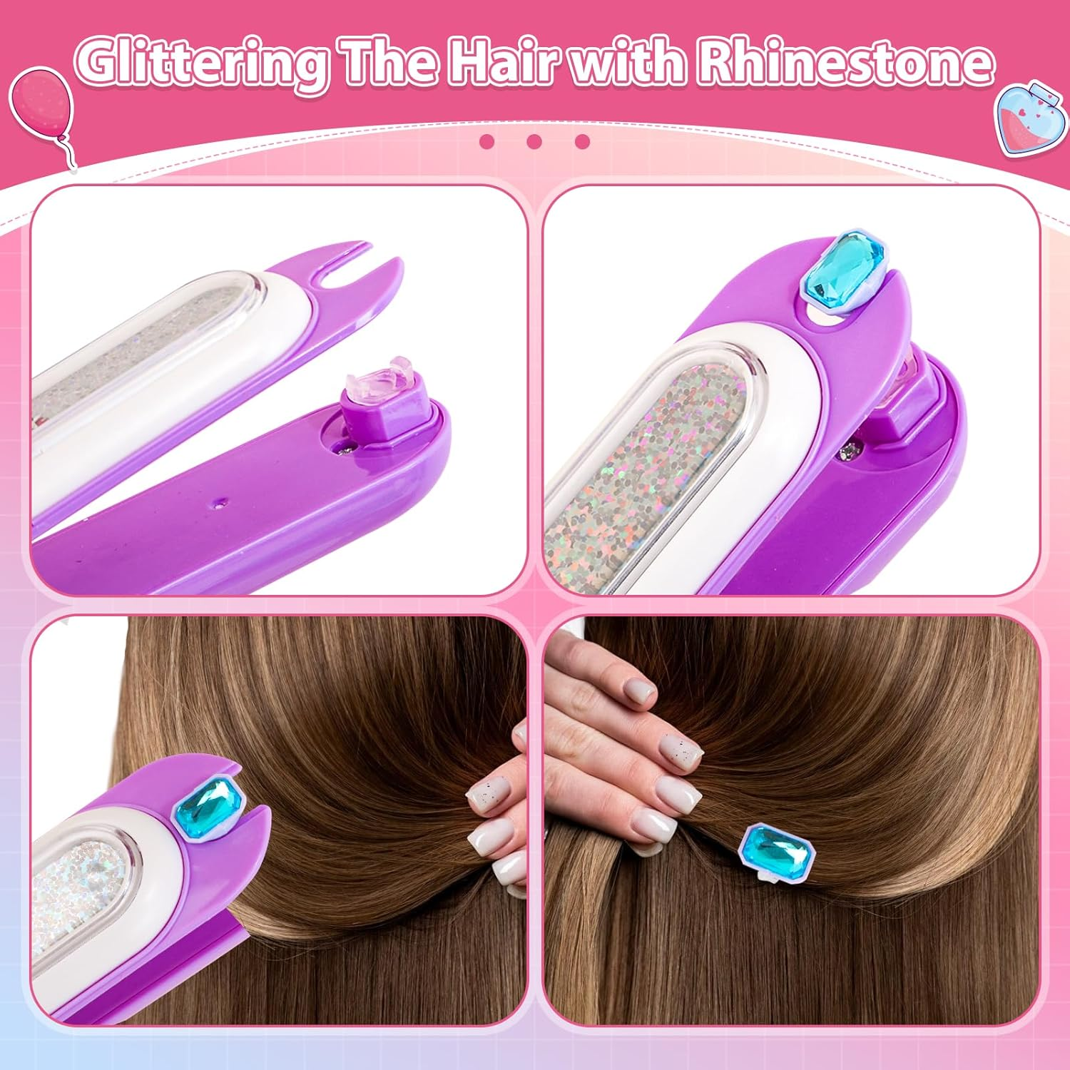 Hair Gem Stamper Kit - Reusable Diamond Hair Gems for Girls