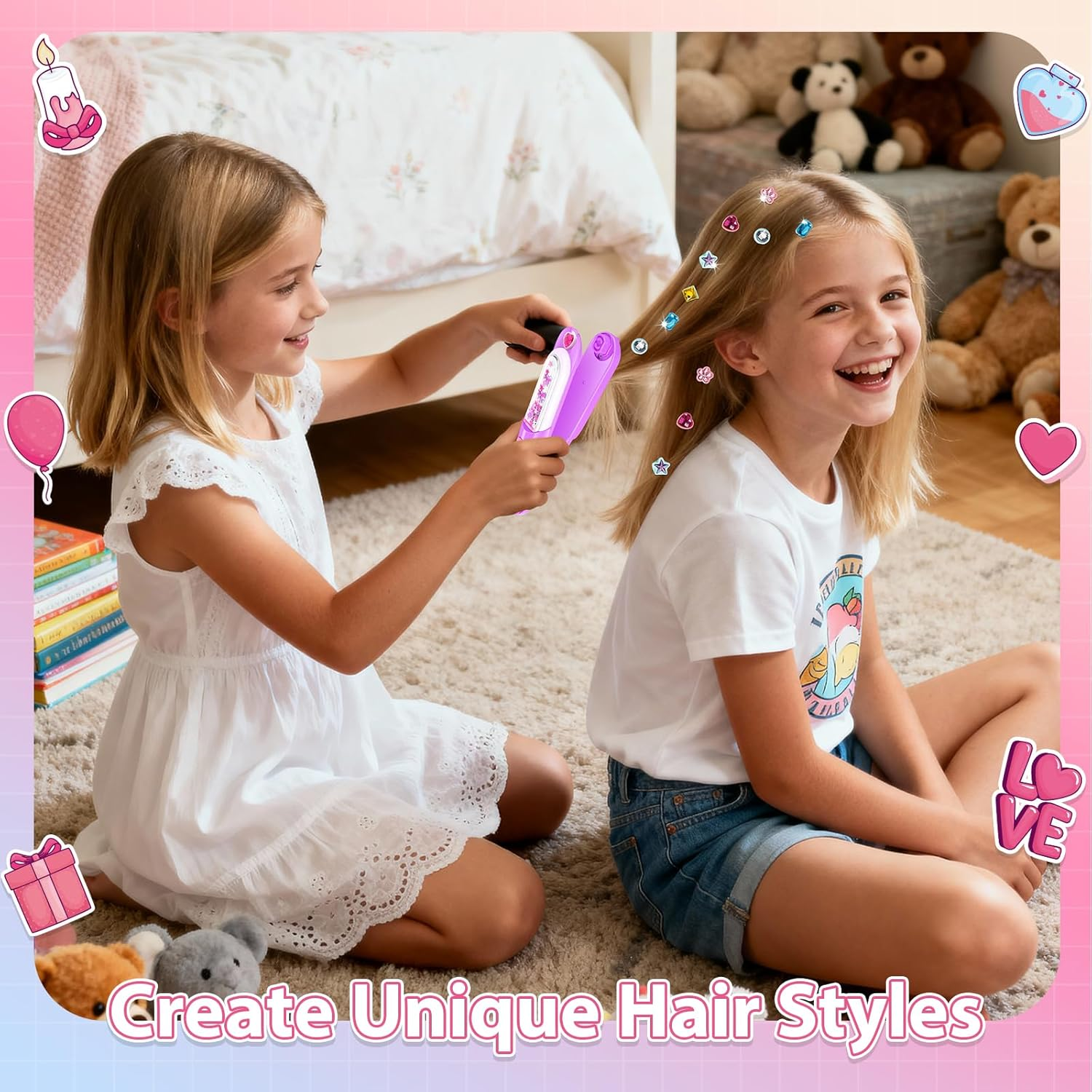 Hair Gem Stamper Kit - Reusable Diamond Hair Gems for Girls