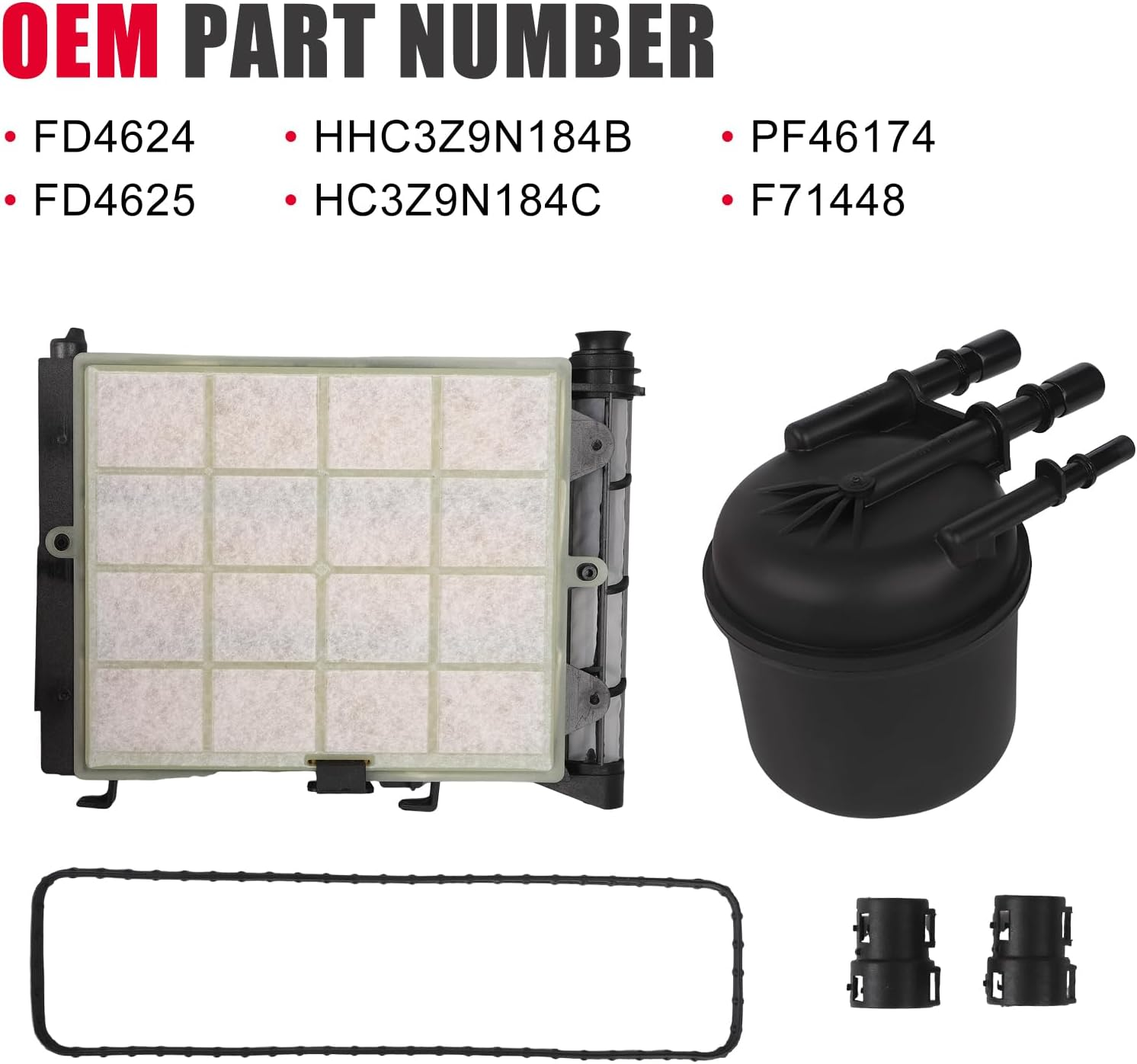 6.7 Powerstroke Fuel Filter Kit for 2017-2025 Ford F-Series Super Duty - OEM Compatible FD4624 FD4625