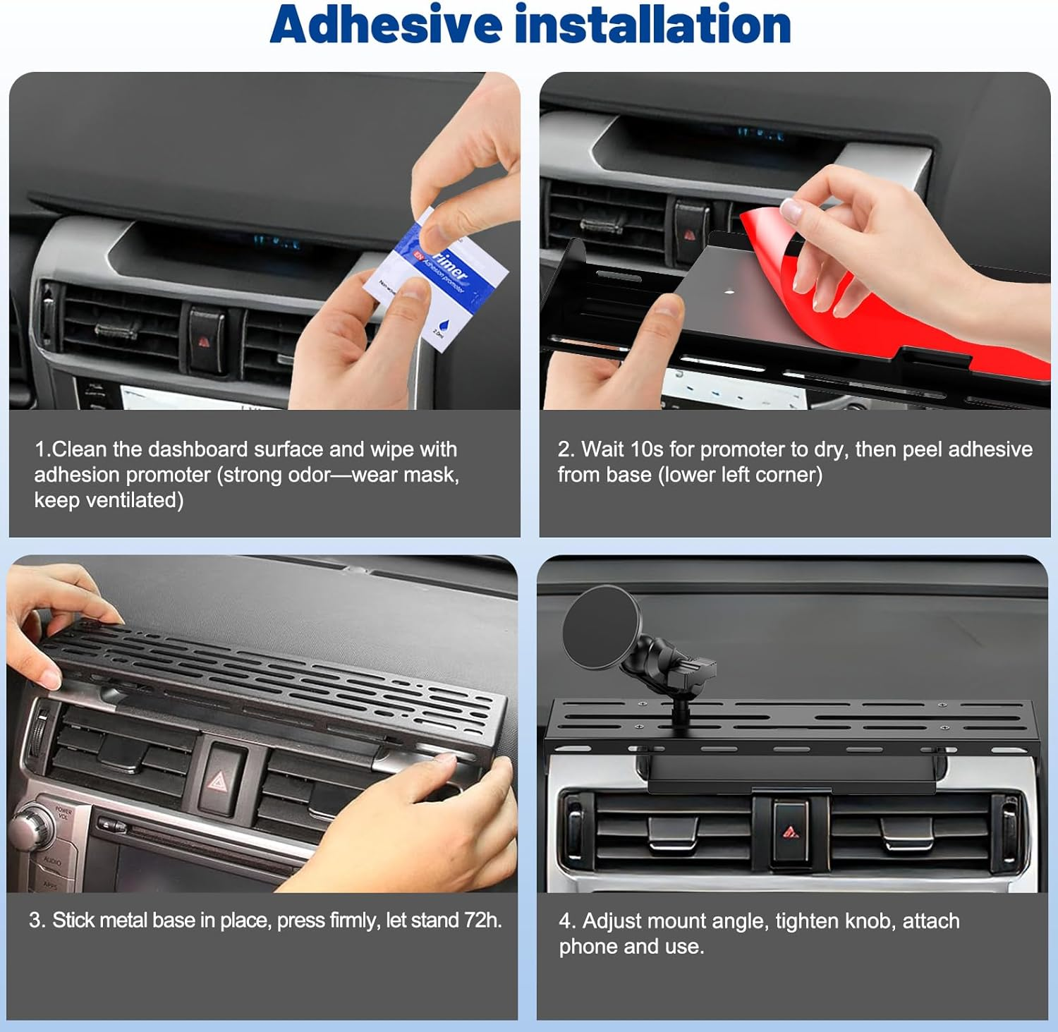 Magnetic Dash Phone Holder for Toyota 4Runner 2010-2024 - No-Drill Heavy-Duty Console Mount