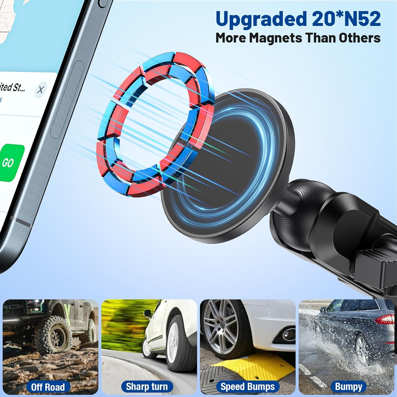 Magnetic Dash Phone Holder for Toyota 4Runner 2010-2024 - No-Drill Heavy-Duty Console Mount