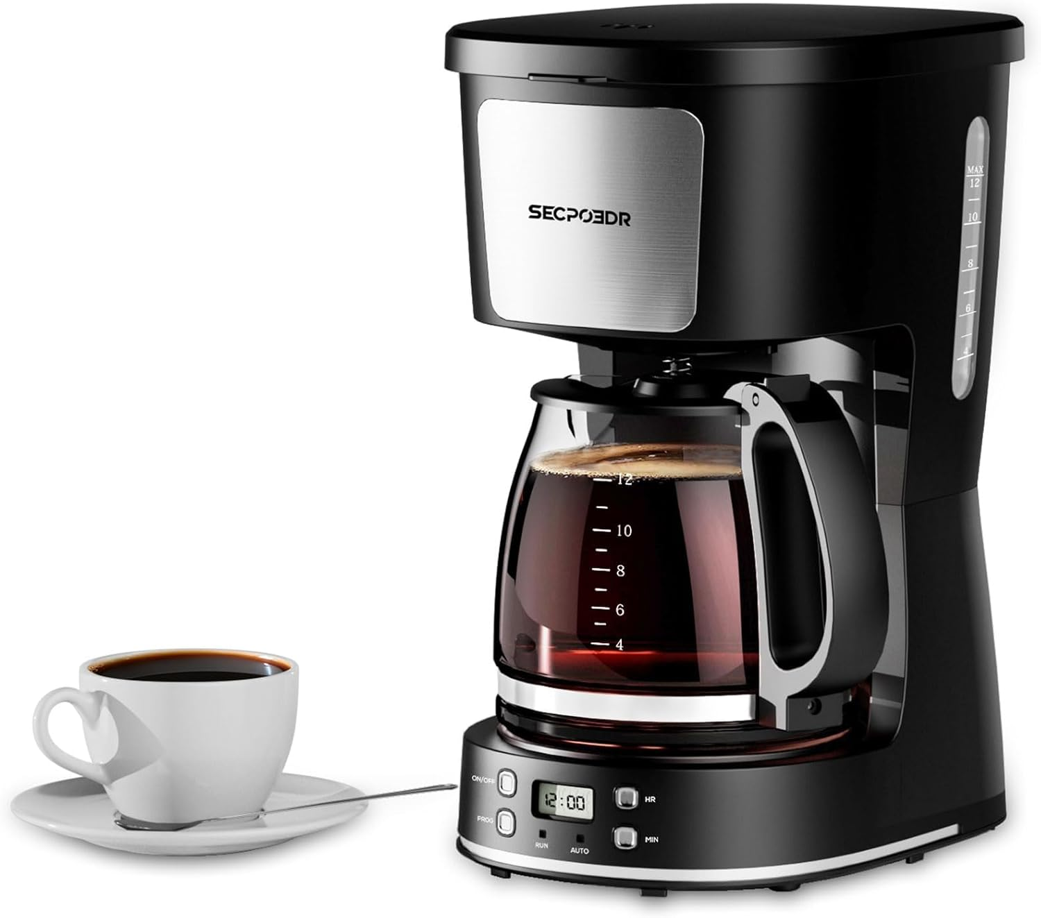 12-Cup Programmable Drip Coffee Maker with Reusable Filter - Stainless Steel Auto-Brew