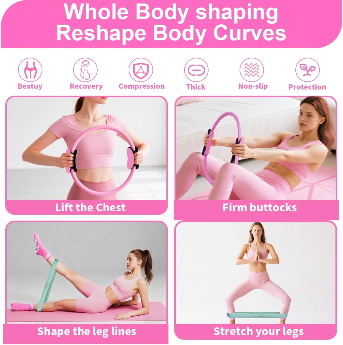 13-in-1 Pilates Kit for Women - Resistance Ring, Mini Ball, Loop Bands & Yoga Accessories