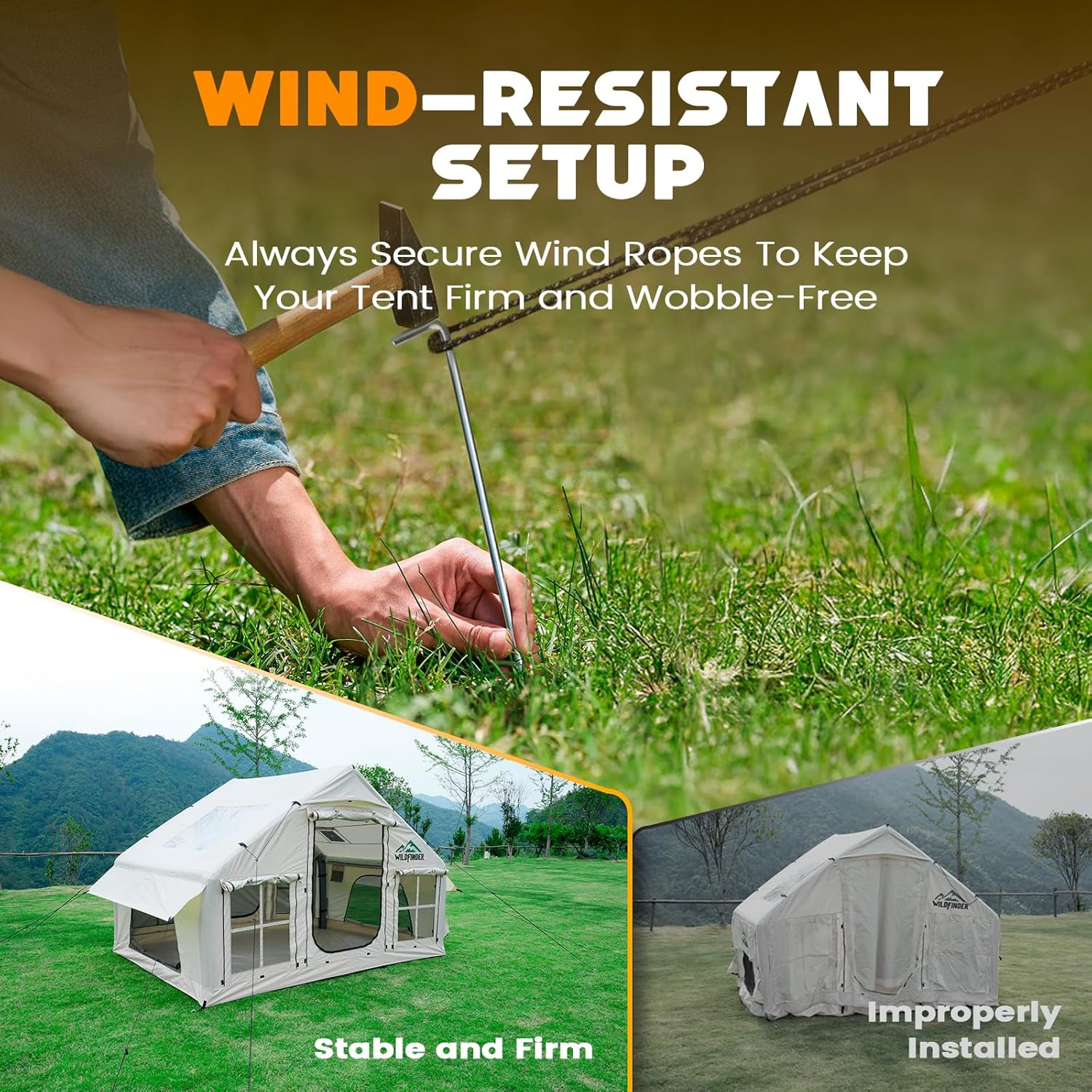 Inflatable Hot Tent with Skylight & Stove Jack 4-6 Person
