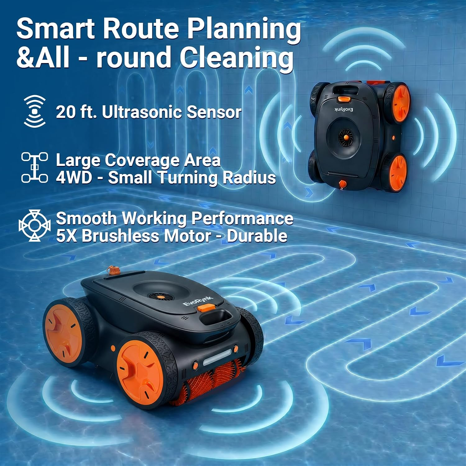 Cordless Robotic Pool Cleaner for Inground Pools | Underwater Remote & APP Contr