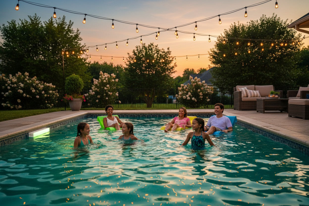 Color-Changing Pool Light Party Scene