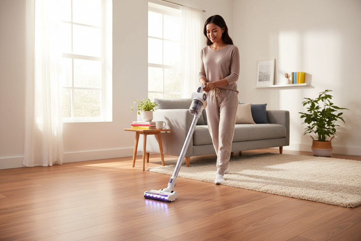 Cordless Vacuum in Living Room