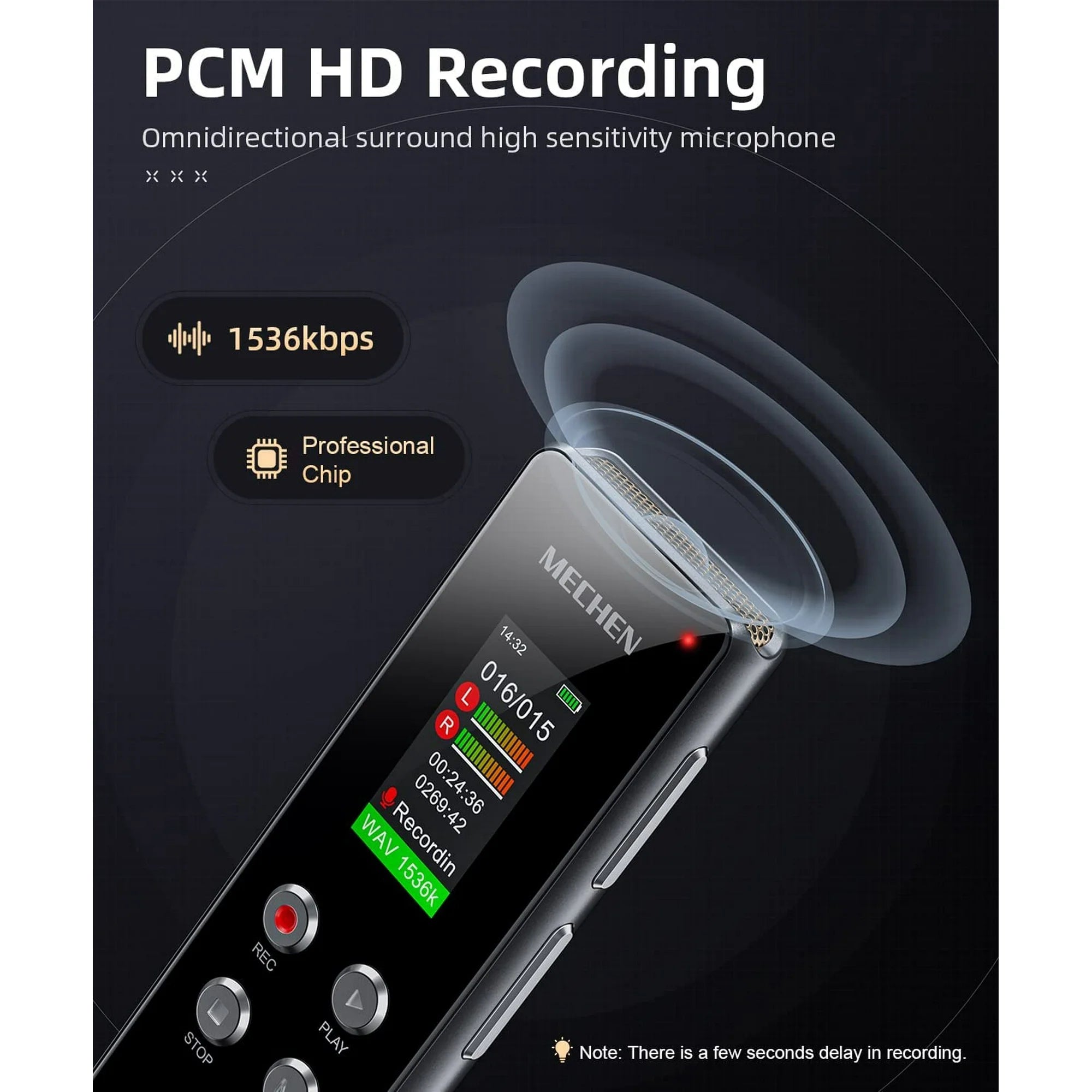 MECHEN V01 64GB Digital Voice Recorder offers professional-grade sound recording