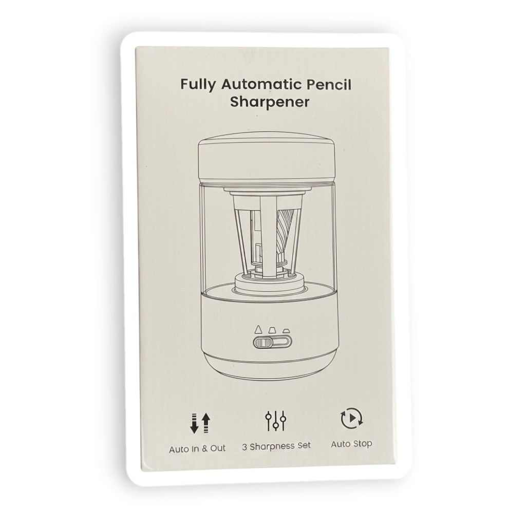 Exquisite Deal Shop automatic electric pencil sharpener with 3 sharpness settings and auto stop feature.