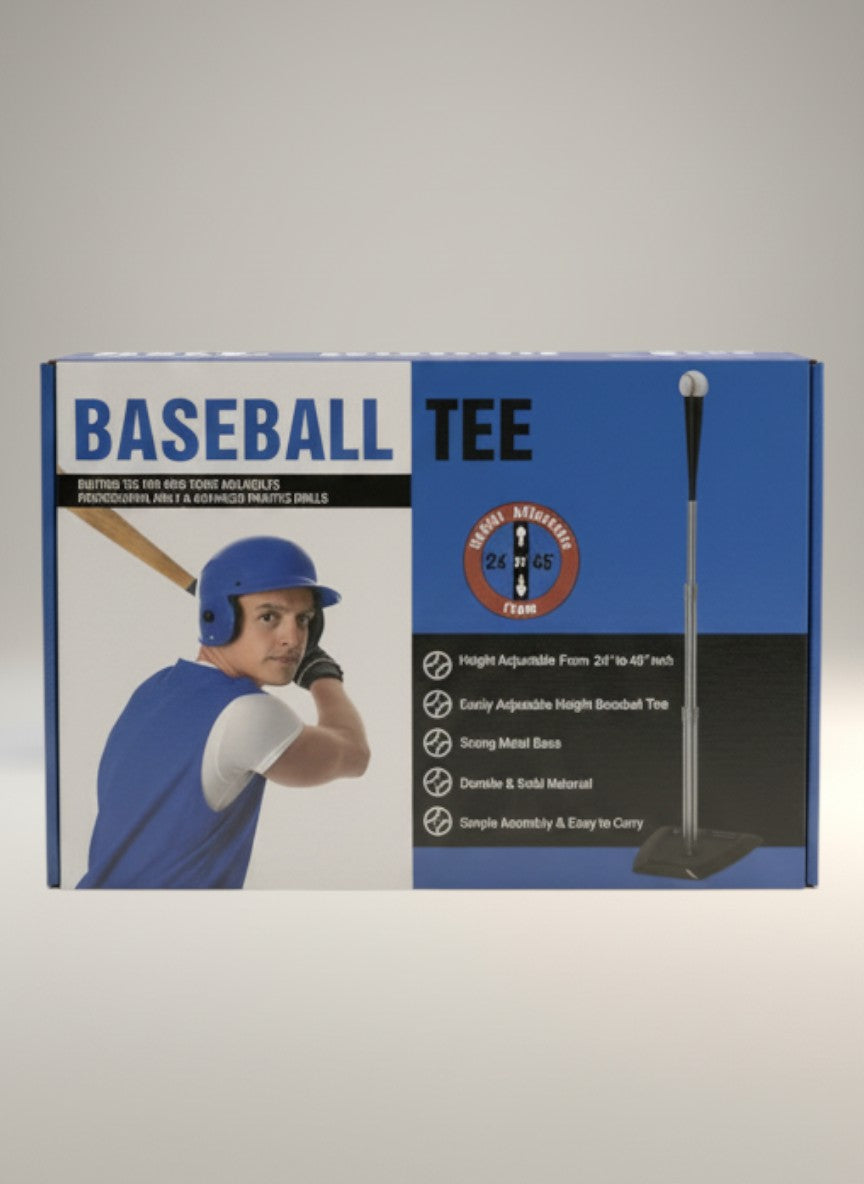 Exquisite Deal Shop portable baseball batting tee, height adjustable 24-46 inches, with rubber top and metal base.