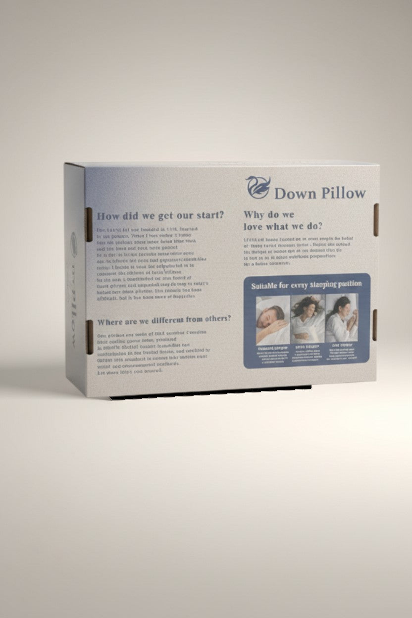 Exquisite Deal Shop Canadian Down Pillow, OEKO-TEX certified, with soft cotton shell and breathable fill for all sleeping positions.