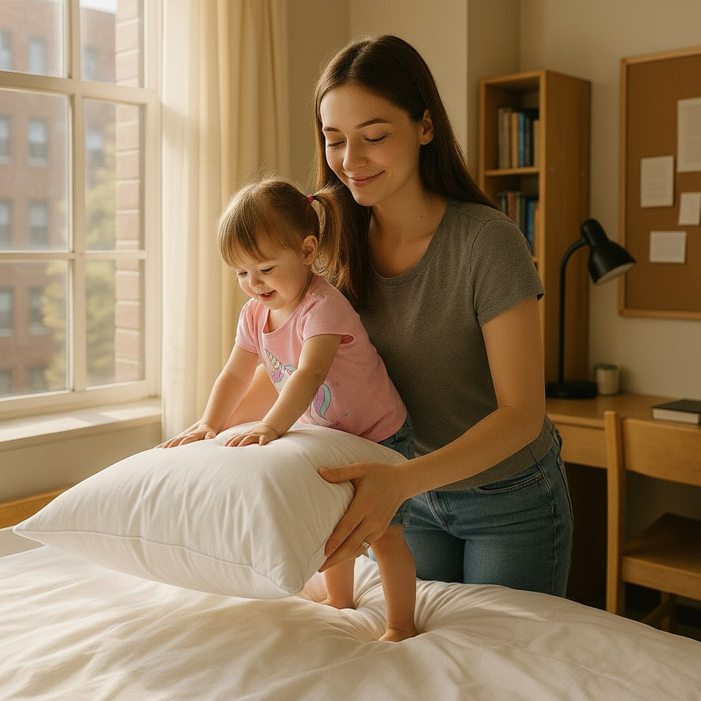 Exquisite Deal Shop Canadian Down Pillow, OEKO-TEX certified, white cotton shell, plush fill for all sleeping positions.