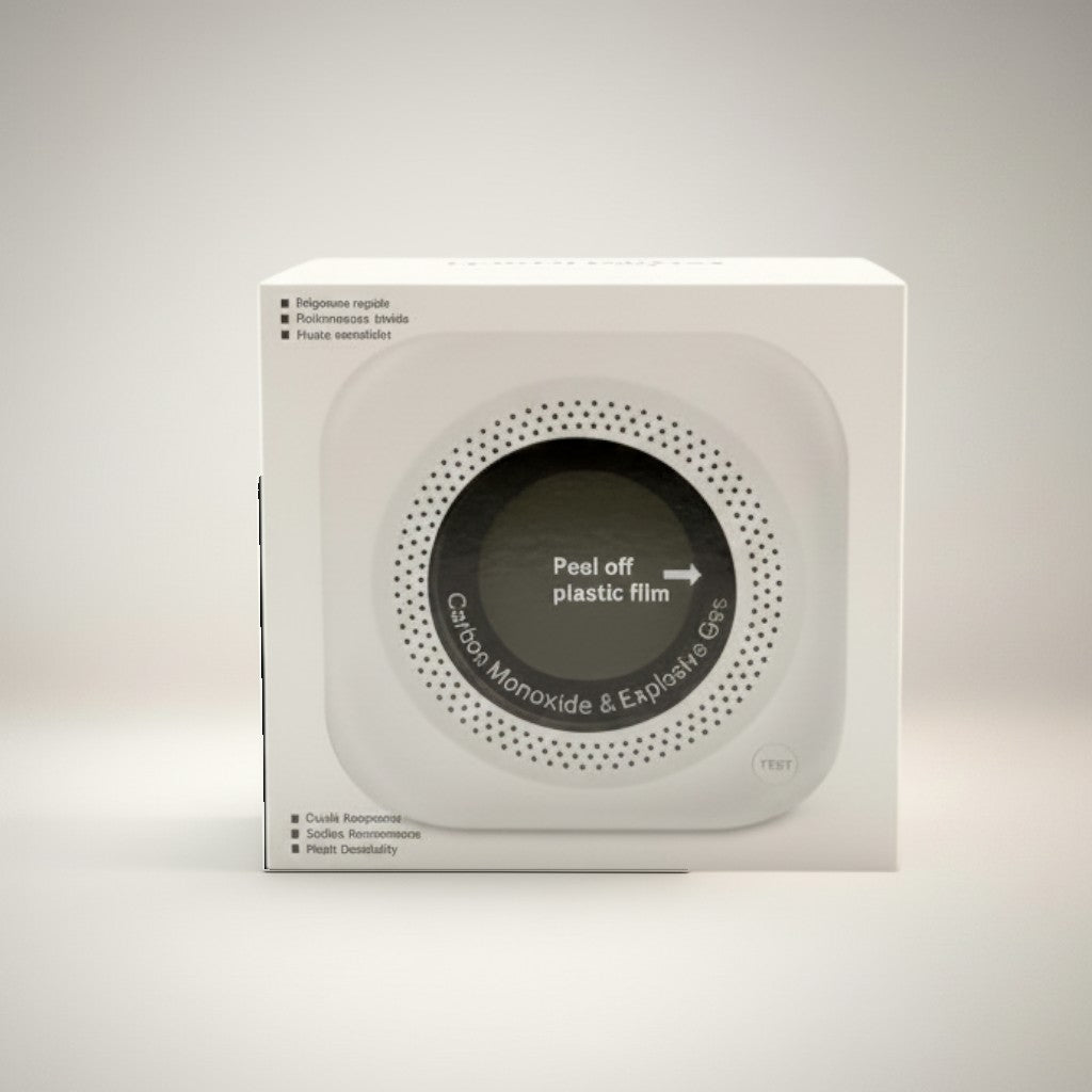 Exquisite Deal Shop white carbon monoxide and explosive gas detector with round LCD display and battery backup.