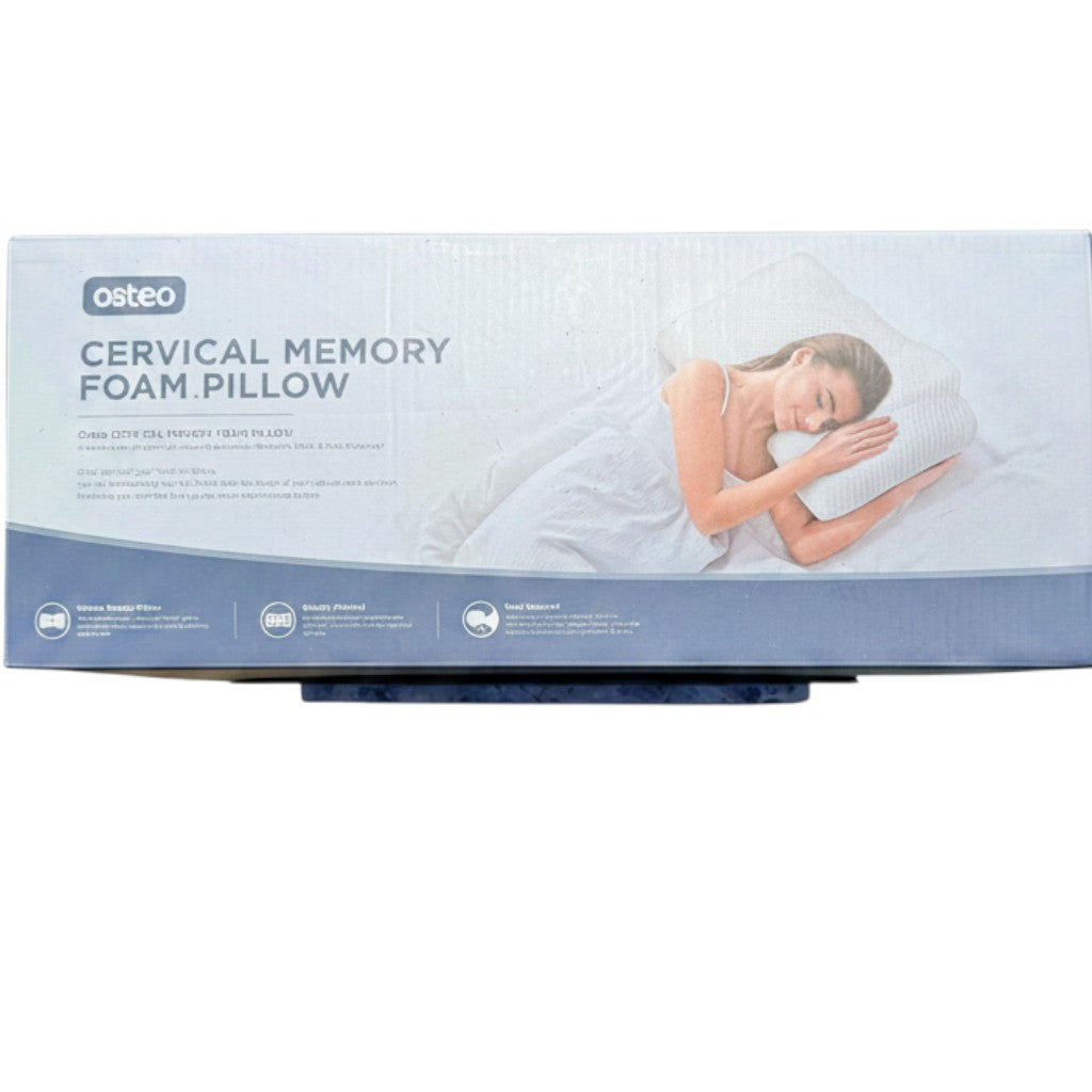 Exquisite Deal Shop Osteo cervical memory foam pillow with ergonomic contour for neck pain relief and support.
