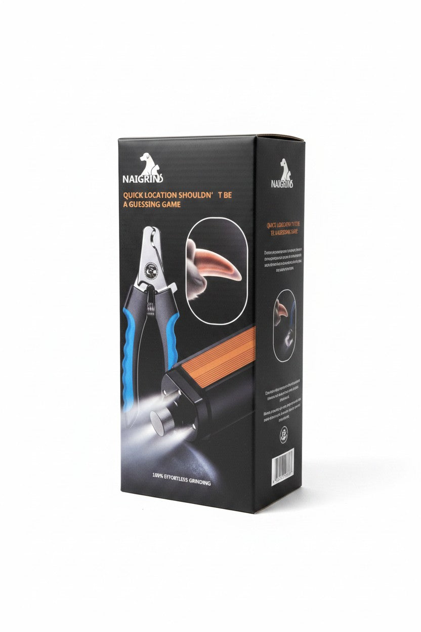 Exquisite Deal Shop NAIGRINS dog nail grinder and clipper combo with LED light and blue grip. Includes grinder and clippers.