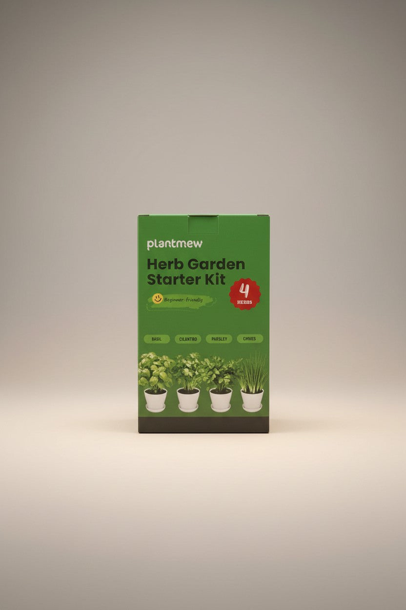 Exquisite Deal Shop Plantmew Herb Garden Starter Kit with 4 beginner-friendly herbs: basil, cilantro, parsley, and chives.