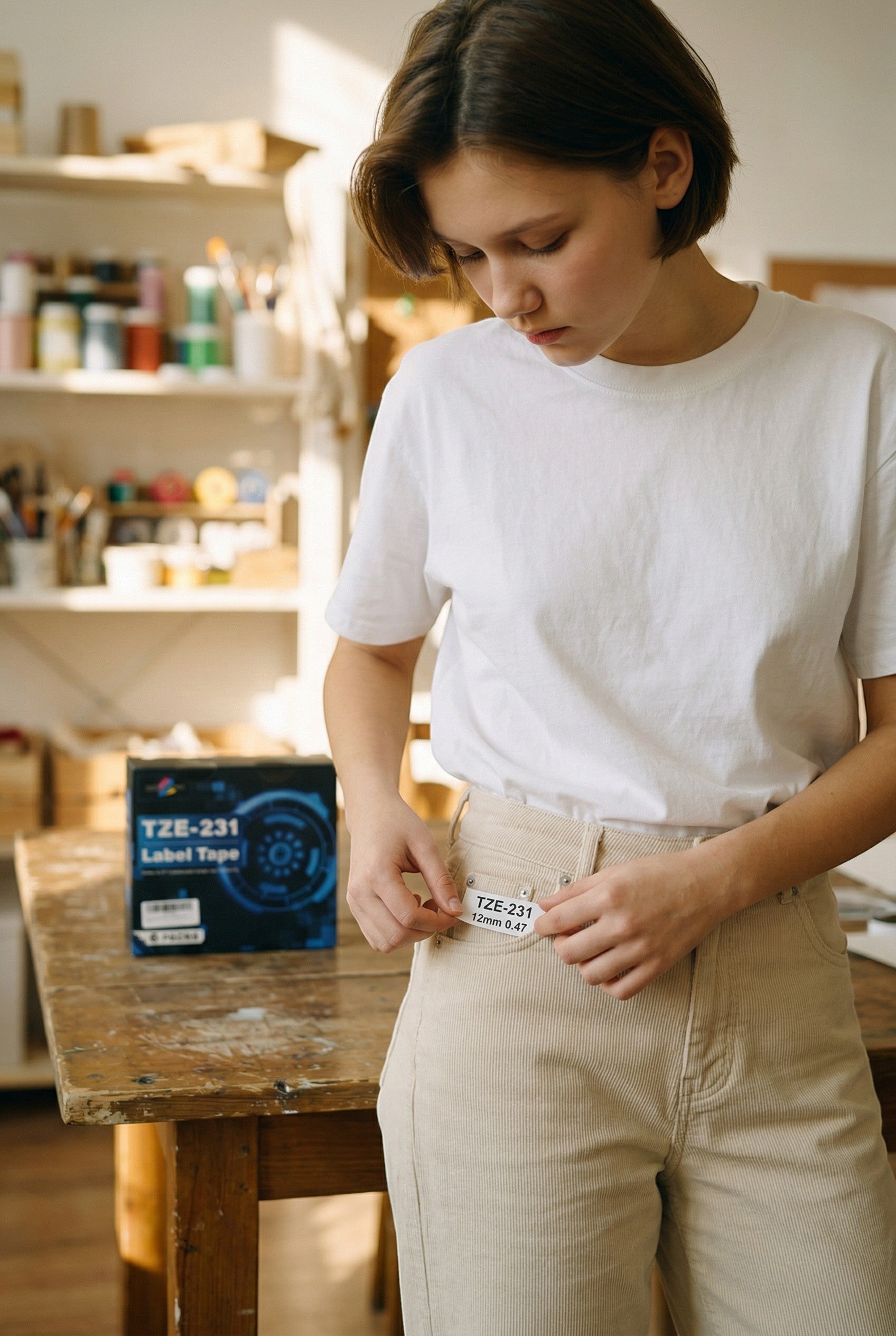 Exquisite Deal Shop Laminated Label Tape, black on white, 6 pack for home, office, and industrial use.