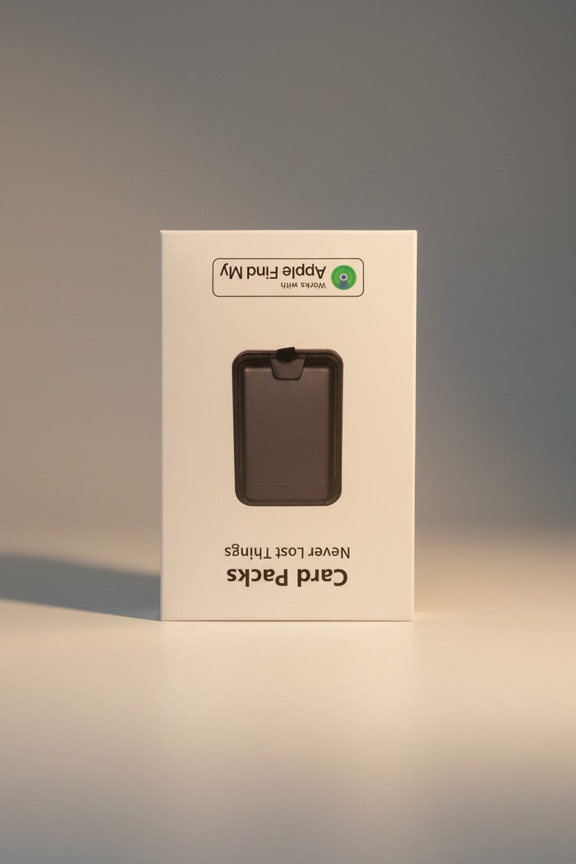 Exquisite Deal Shop black MagSafe card holder with Apple Find My tracking. Holds 2 cards.