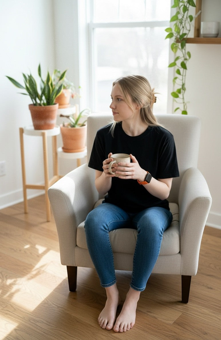 Exquisite Deal Shop orange smartwatch with 1.96in display on a woman's wrist, compatible with Android and iOS.