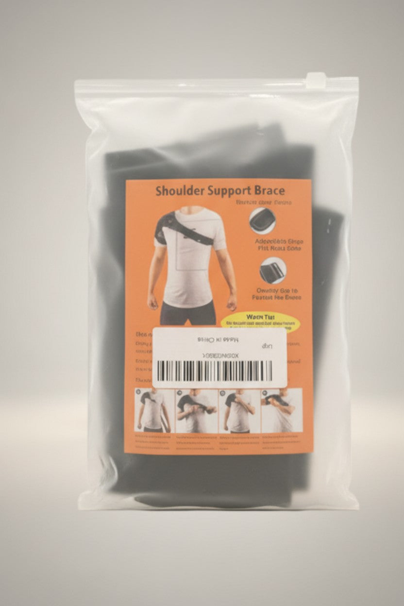 Exquisite Deal Shop large black adjustable shoulder support brace for rotator cuff pain, made of breathable neoprene.