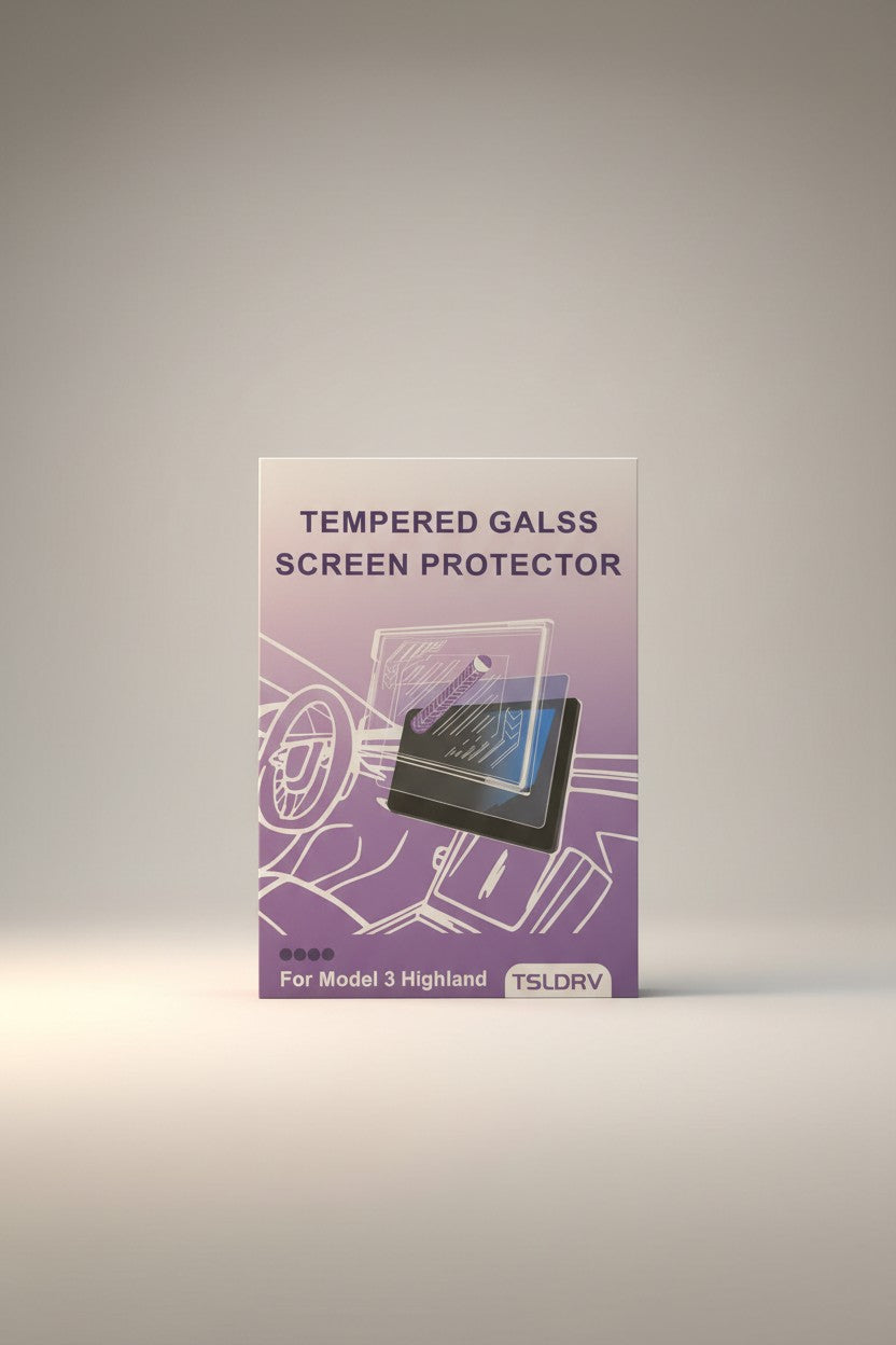 Exquisite Deal Shop TSLDRV tempered glass screen protector for Tesla Model 3 Highland, 9H anti-scratch HD display.