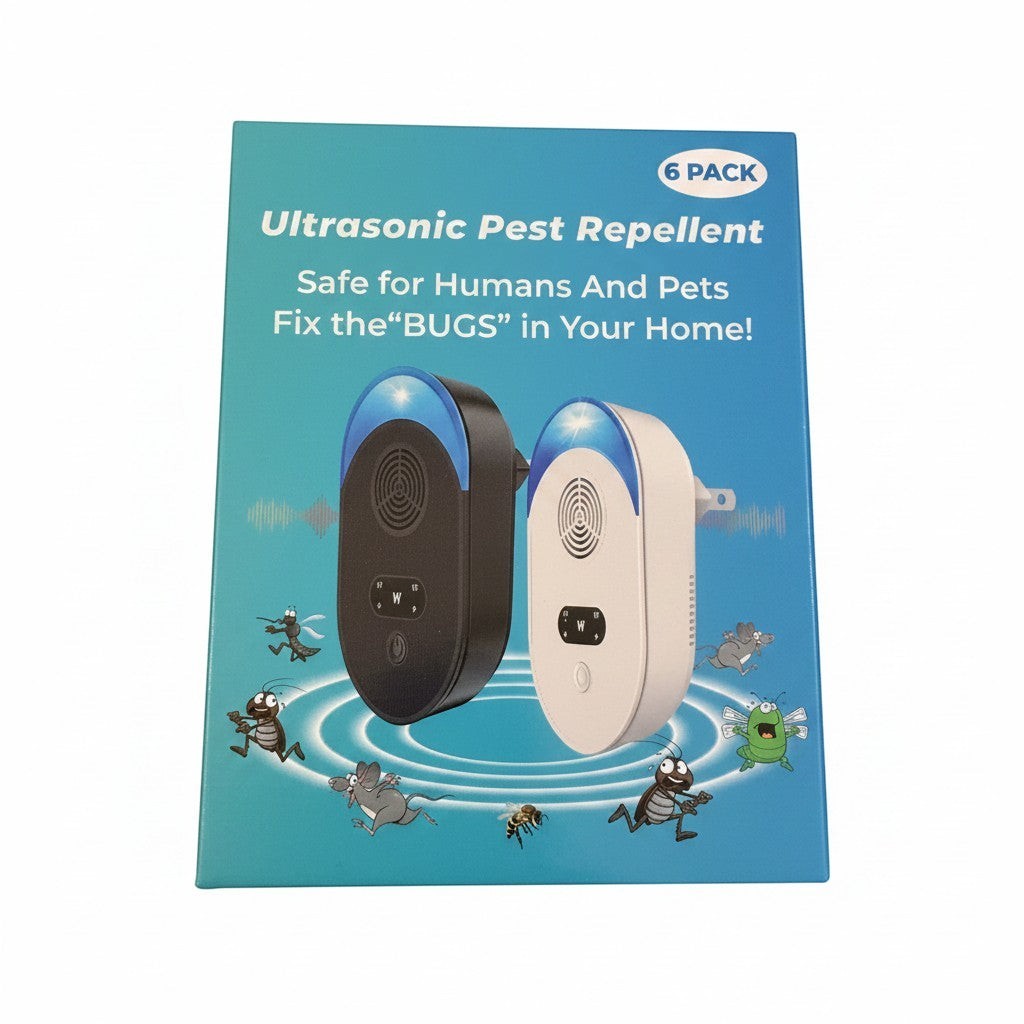Exquisite Deal Shop 6 pack ultrasonic pest repellent plug-in devices safe for humans and pets, drives away mice, roaches, spiders, and insects.