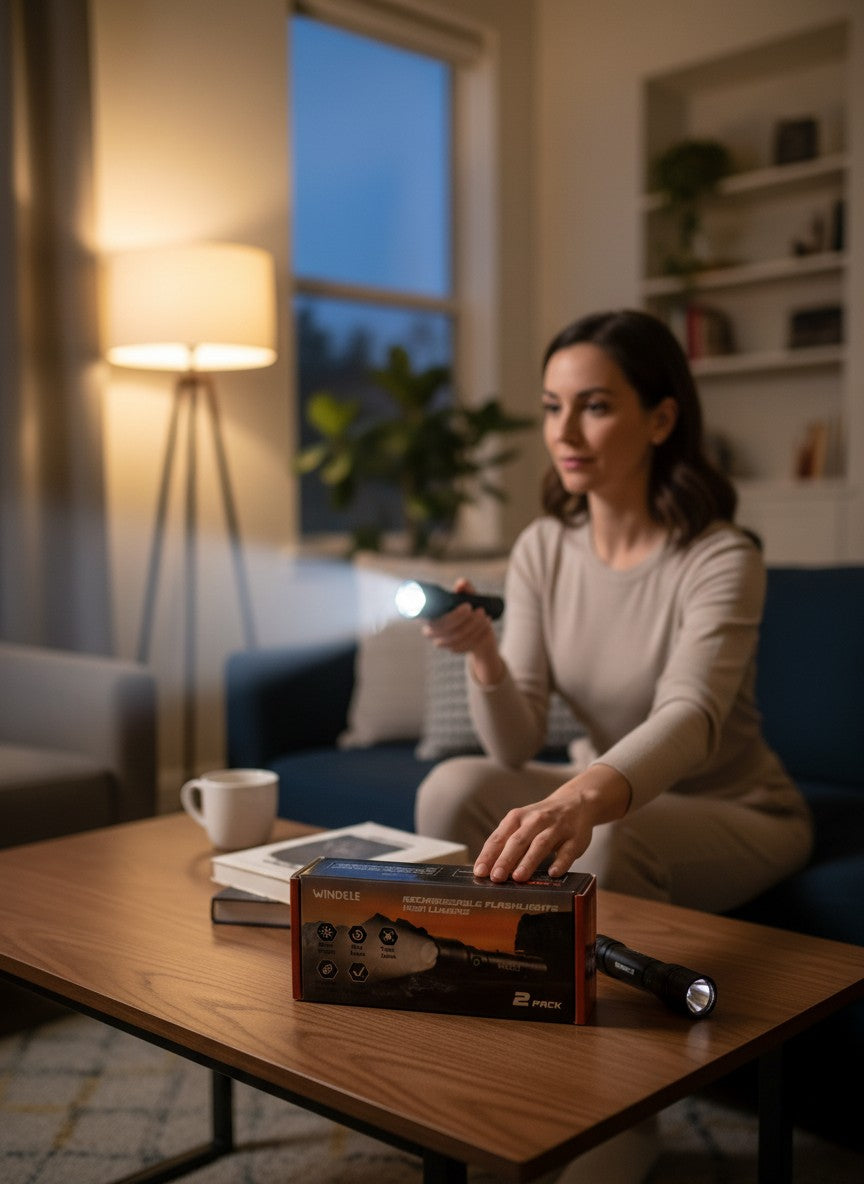 Exquisite Deal Shop WINDELE 2 pack rechargeable flashlights with high lumens, zoom beam, and multiple modes.