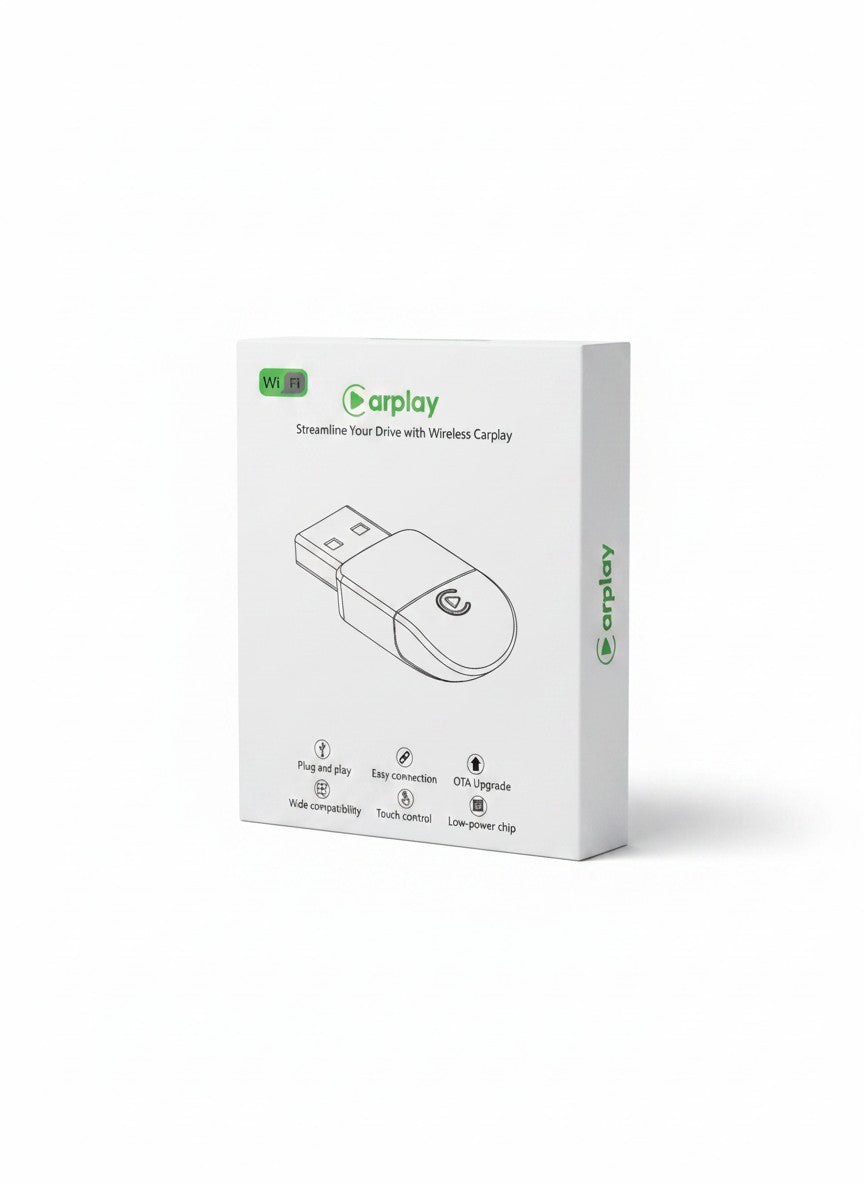 Exquisite Deal Shop Wireless CarPlay USB adapter dongle converts wired CarPlay cars to wireless. Plug & play, auto-connects.