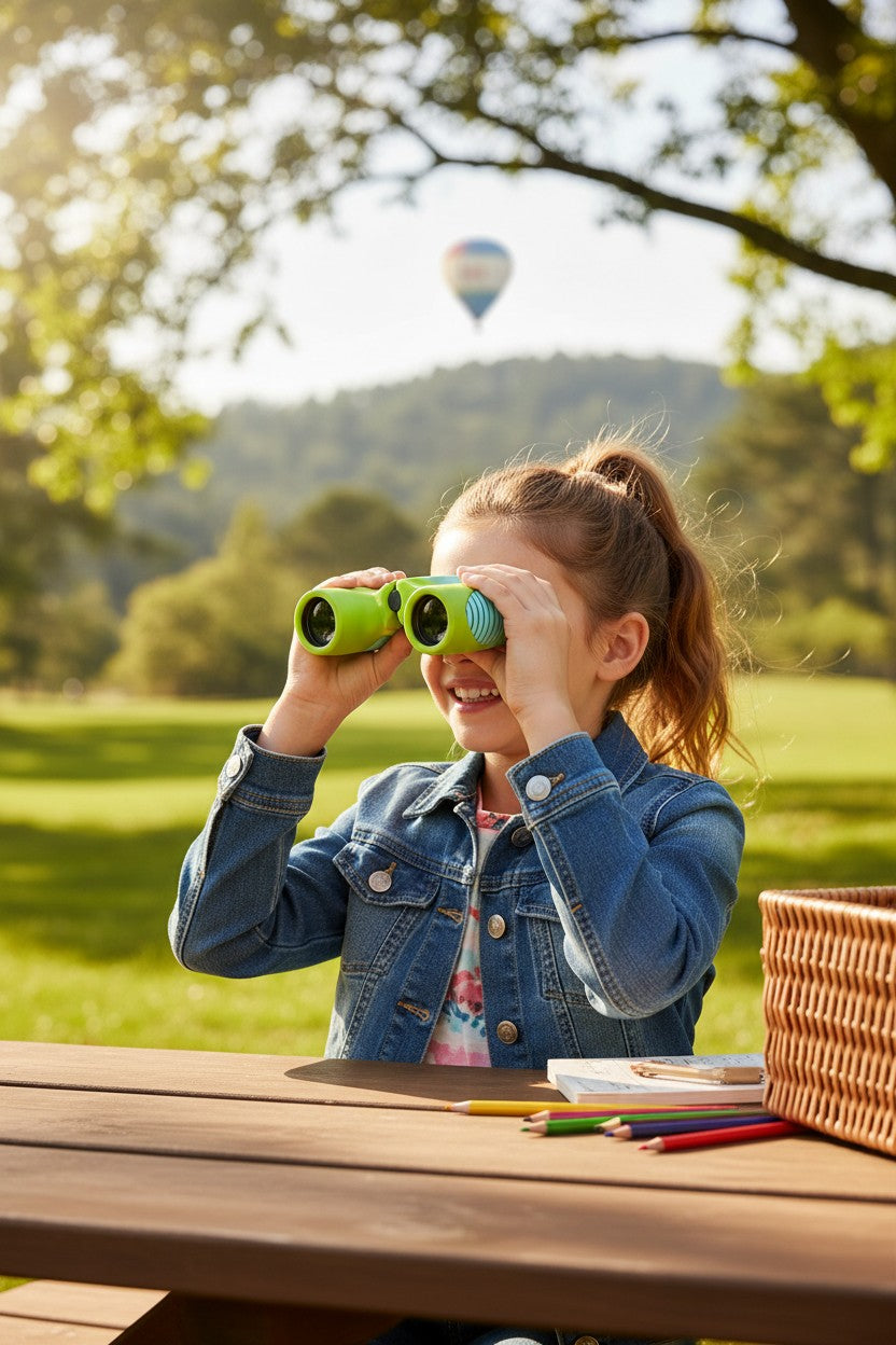 Exquisite Deal Shop green ZZSTAR 8x21 compact binoculars with rubber armor and central focus dial for kids.