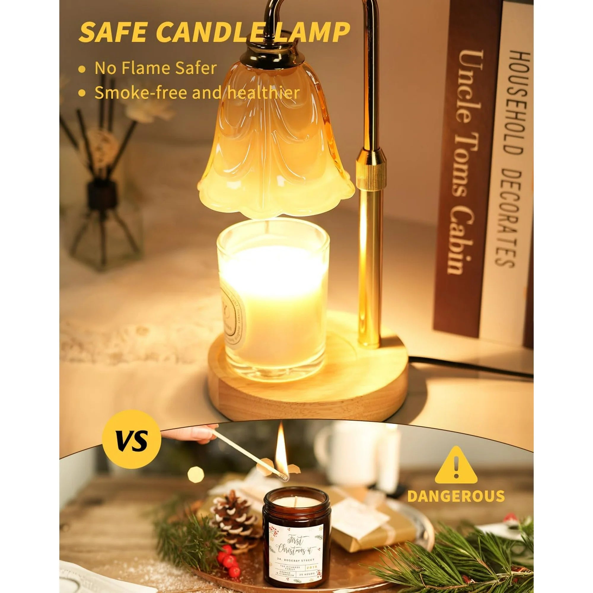 Adjustable Height Dimmable Candle Warmer Lamp with Timer