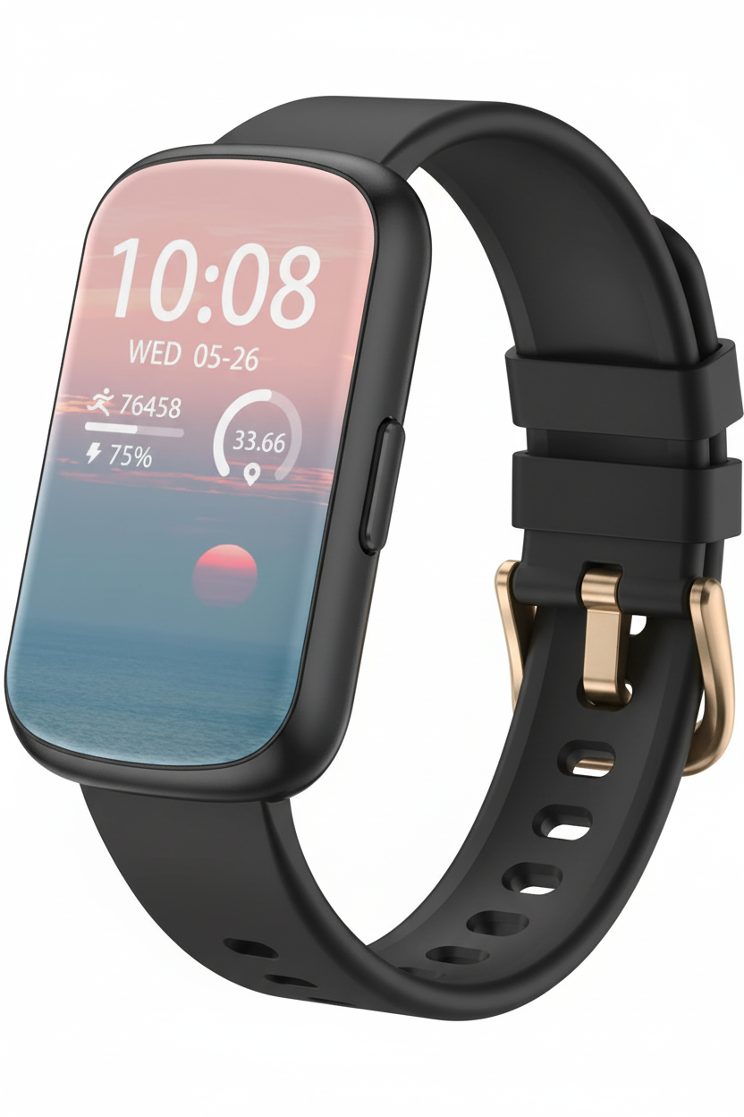 Fitness Tracker - Black Case Black Band