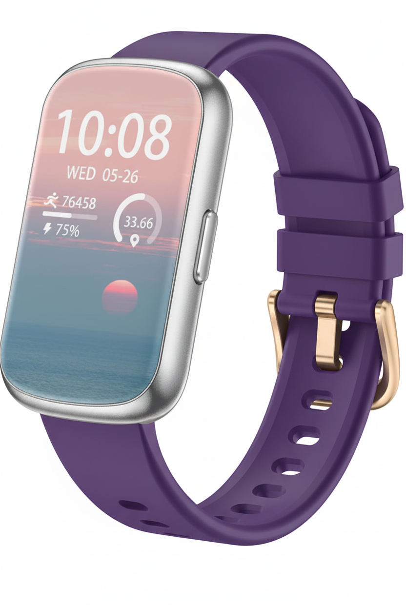 Fitness Tracker - Silver Case Purple Band