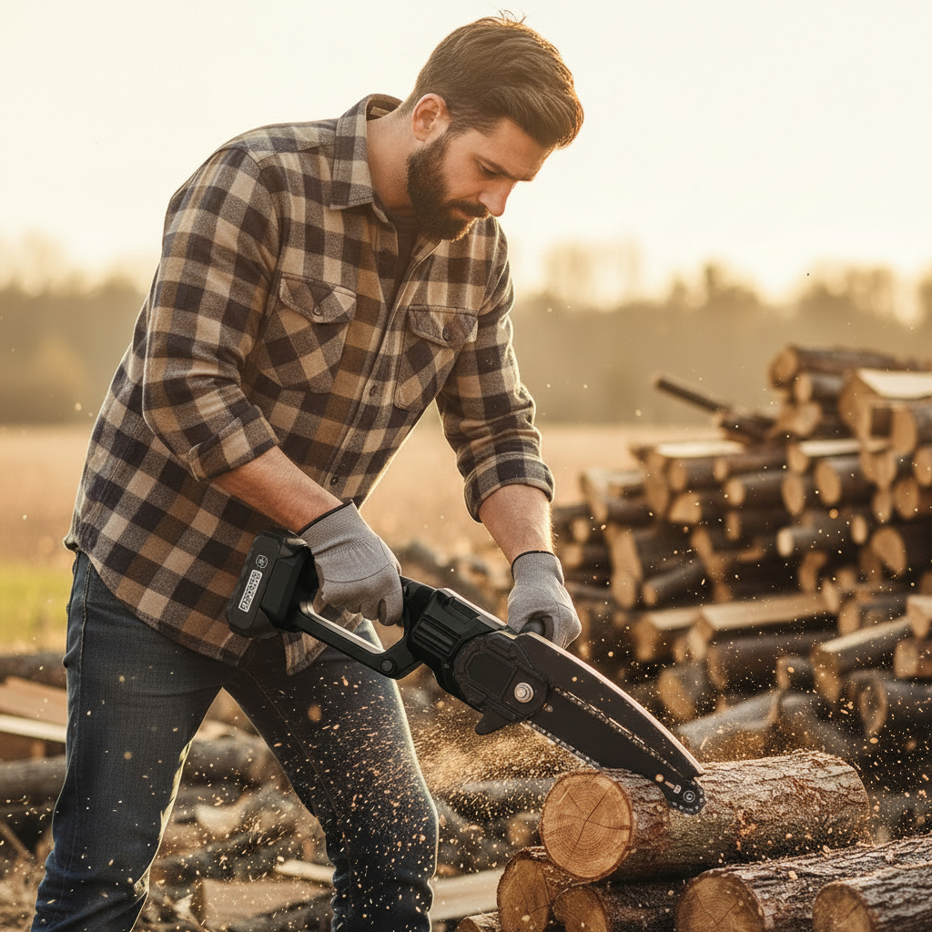 Mini Chainsaw Wood Cutting Black