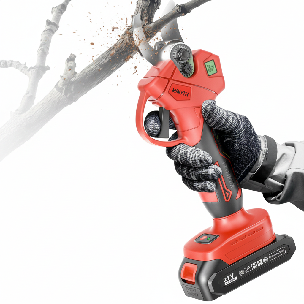 Red cordless pruning shears without accessories