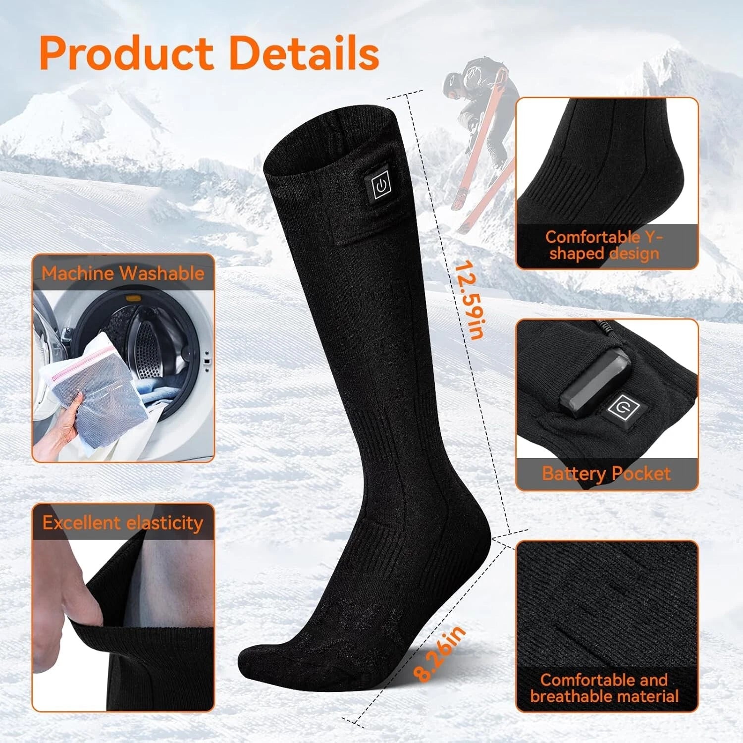 Heated socks for men and women 3 heating levels