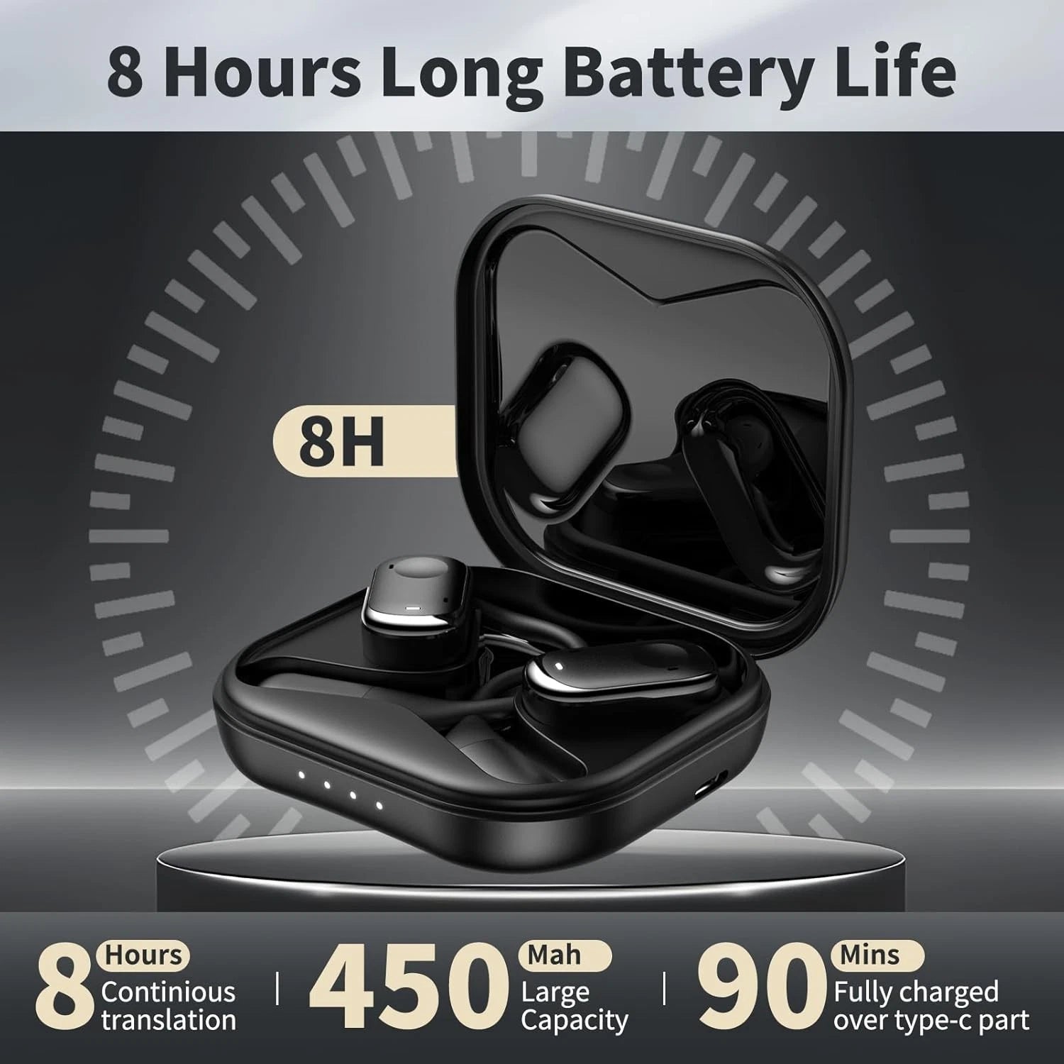 Language Translator Earbuds, 3-in-1 AI Translation 138 Black-G5